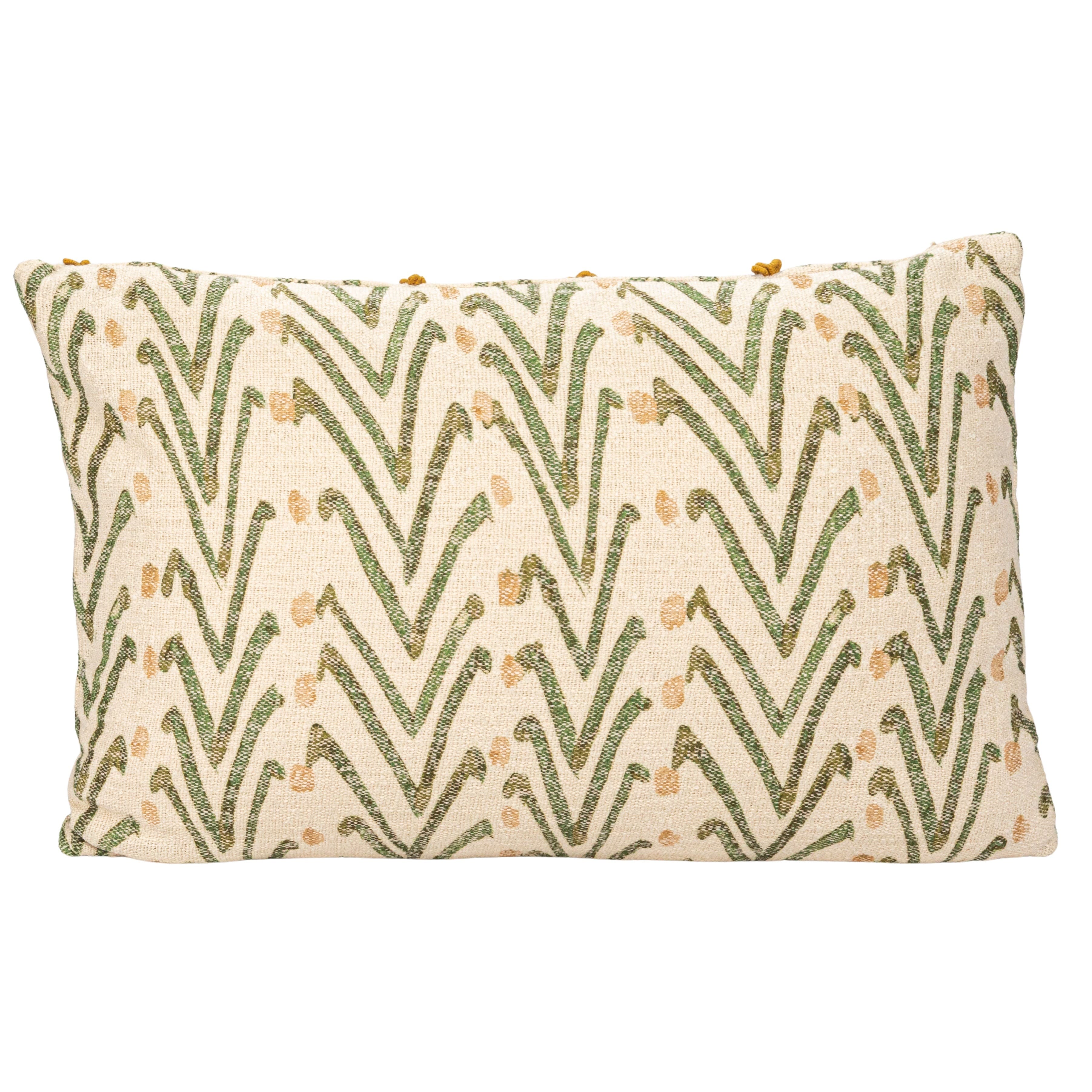Hello Honey® 24" Natural, Green & Mustard Floral Pattern Lumbar Pillow