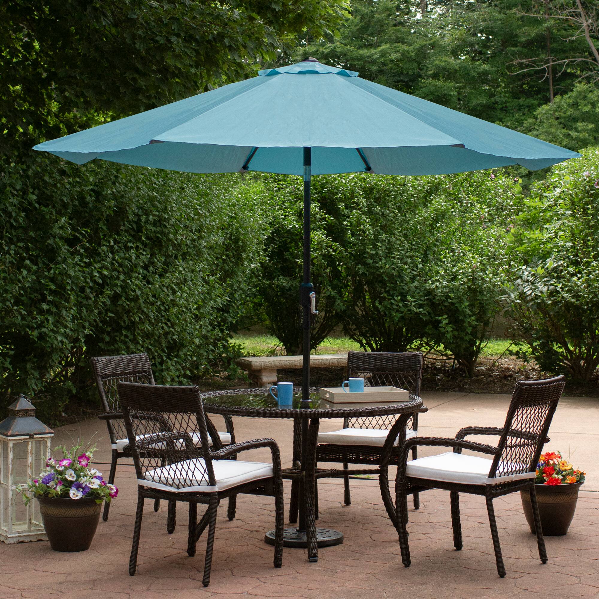 9ft. Outdoor Patio Market Umbrella with Hand Crank &#x26; Tilt