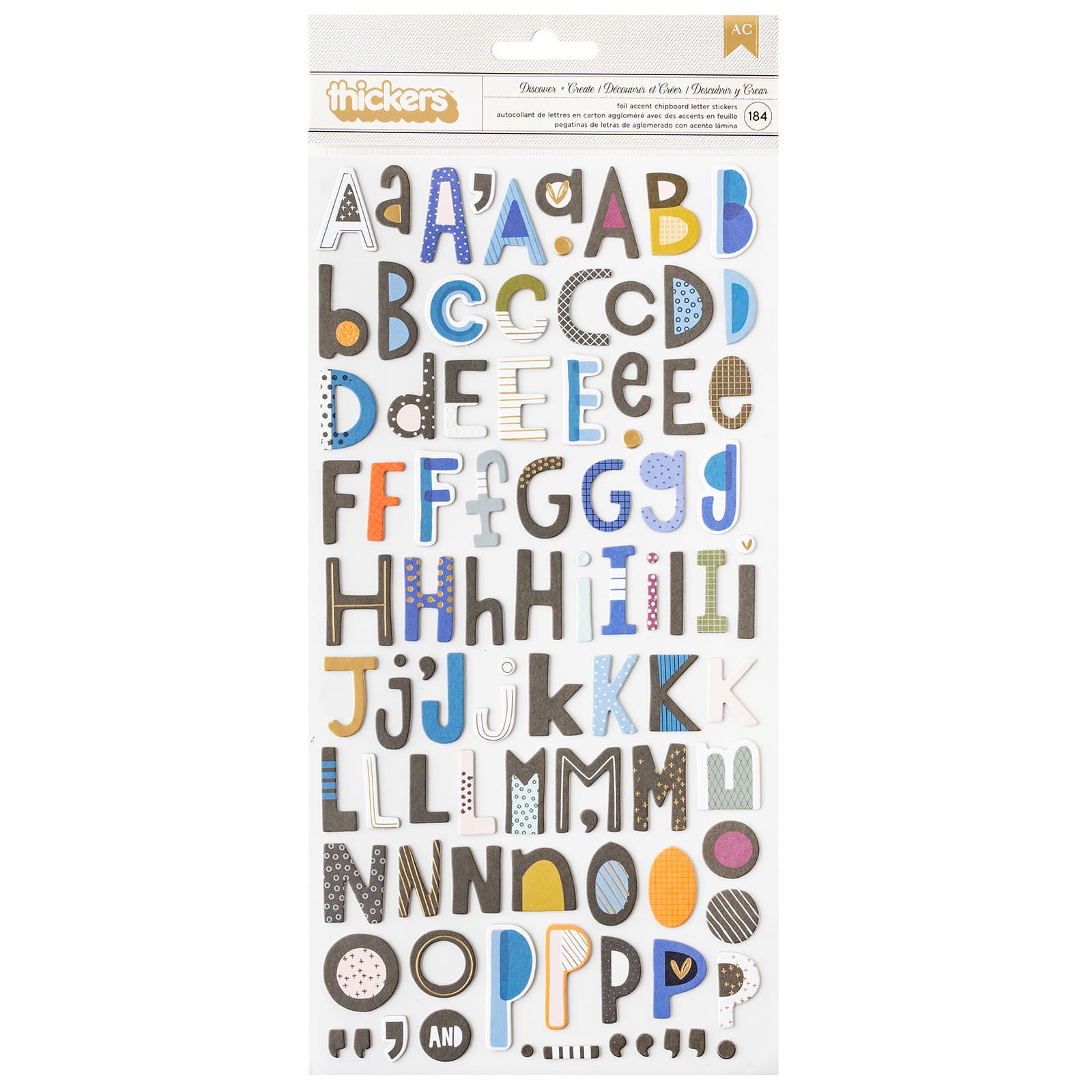 Thickers&#x2122; Discover + Create Foil Accent Chipboard Letter Stickers