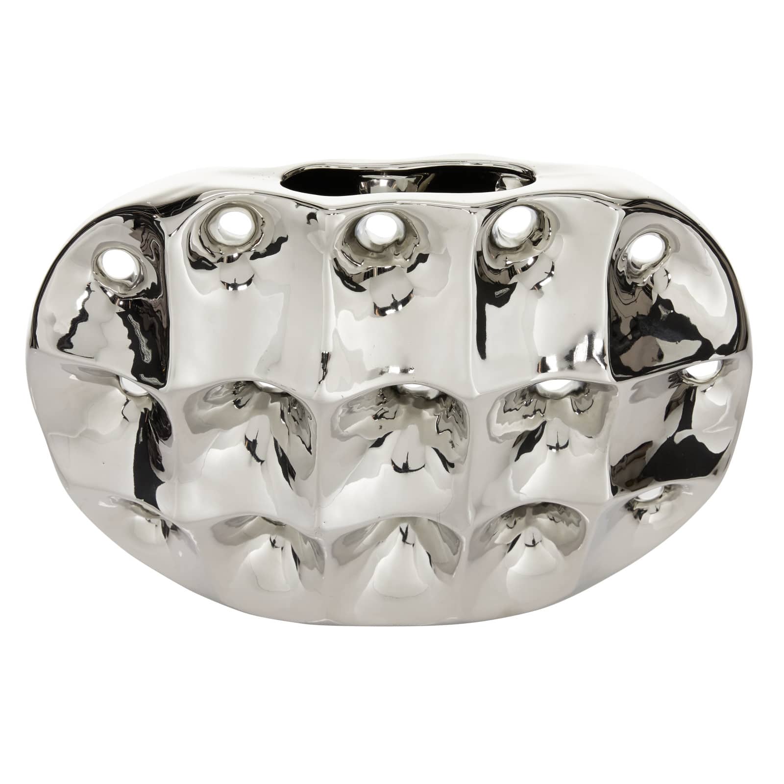 11" Silver Ceramic Modern Vase Michaels