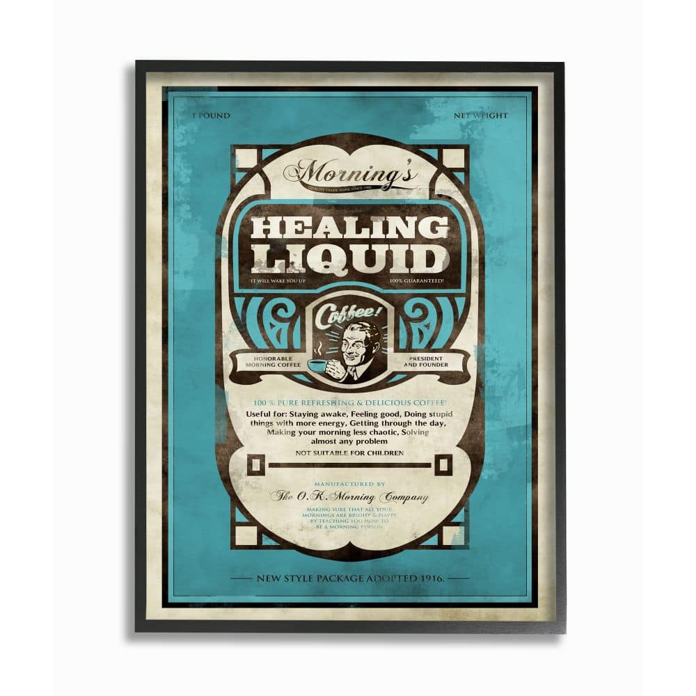 Stupell Industries Healing Liquid Coffee Vintage Comic Book Framed Giclee Textured Wall Art