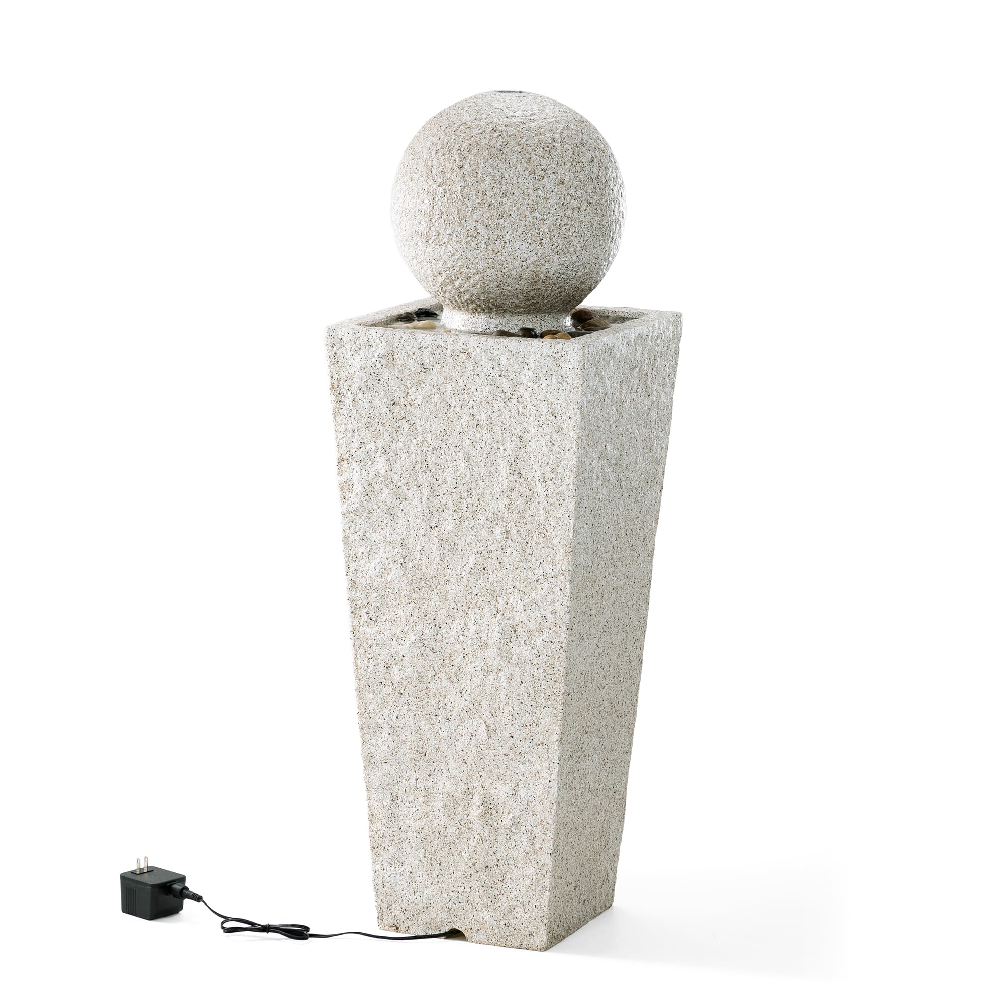 Glitzhome&#xAE; 3.5ft LED Pedestal &#x26; Sphere Outdoor Fountain