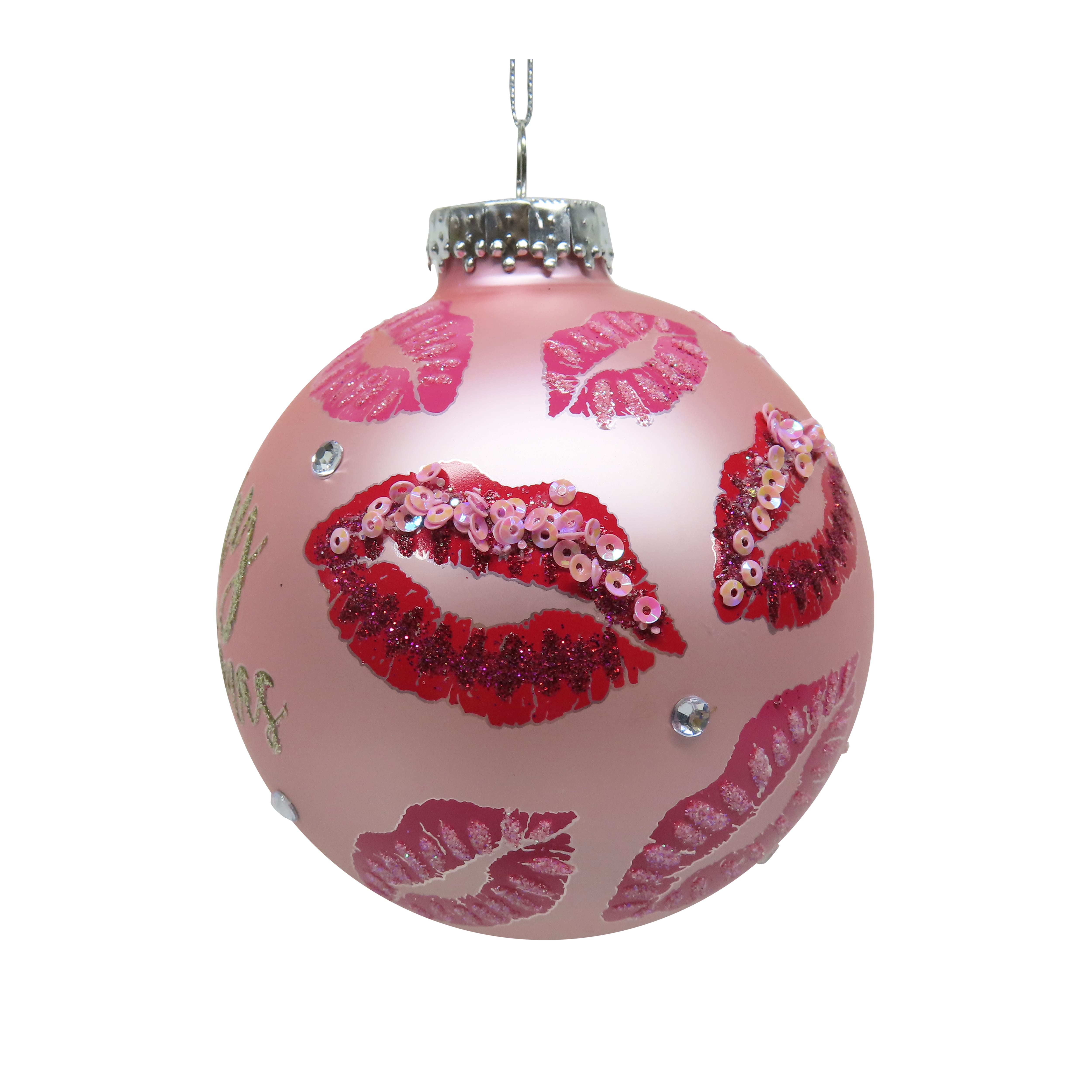 4&#x22; Pink Merry Kissmas Glass Ball Ornament by Ashland&#xAE;