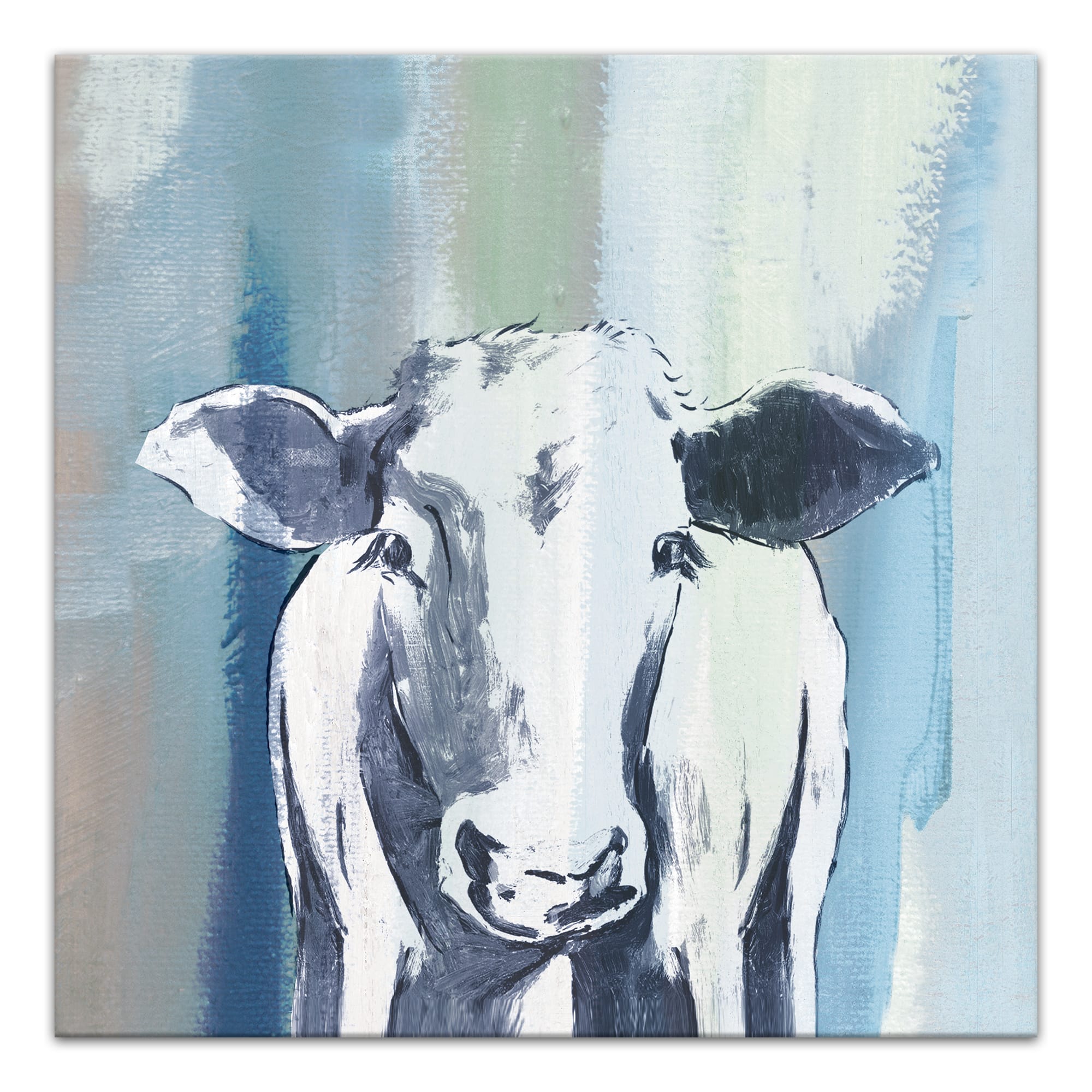 Navy Cow Sketch 20&#x22; x 20&#x22; Canvas Wall Art