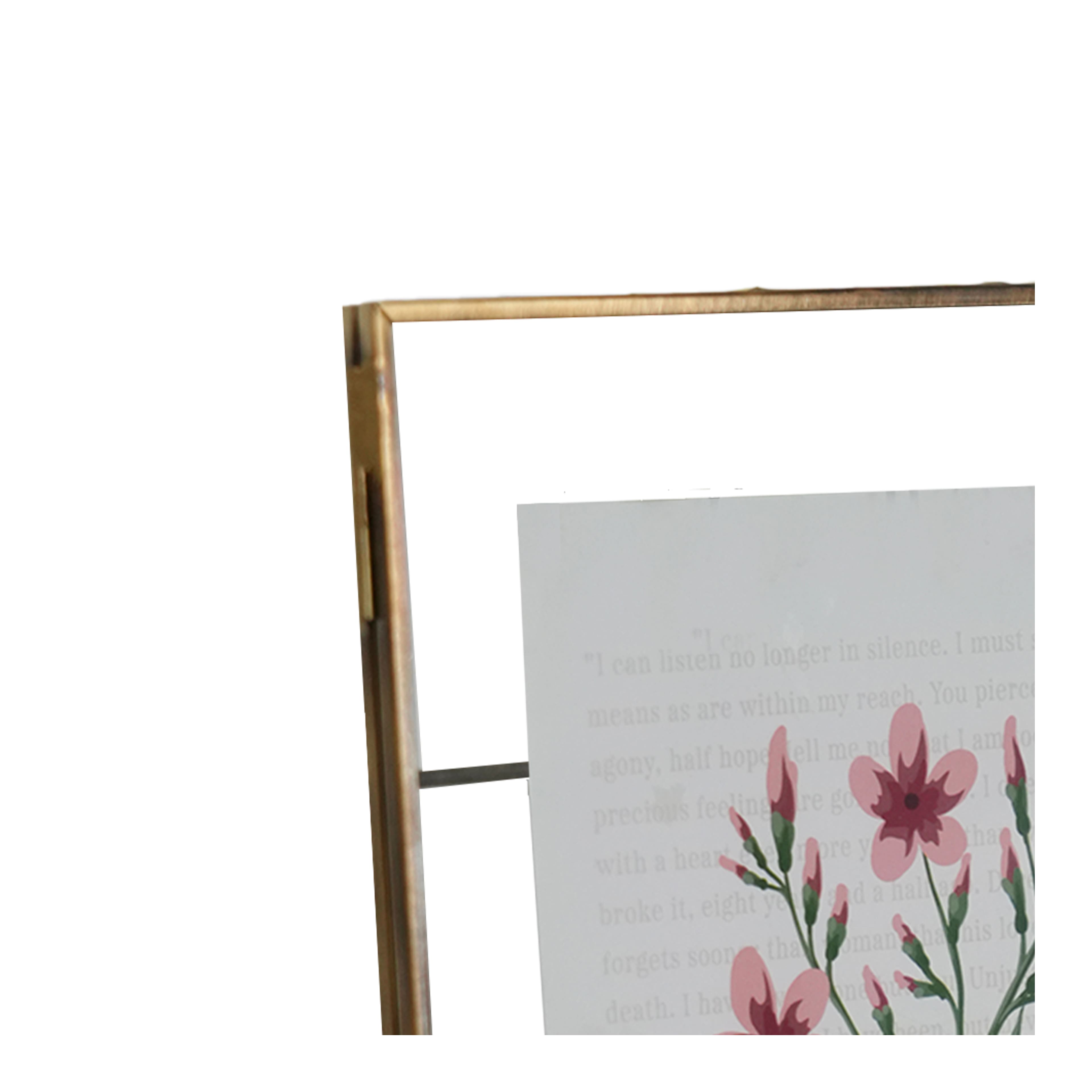 Just Jane 7&#x22; x 9&#x22; Brass Float Frame with Easel by Studio D&#xE9;cor&#xAE;