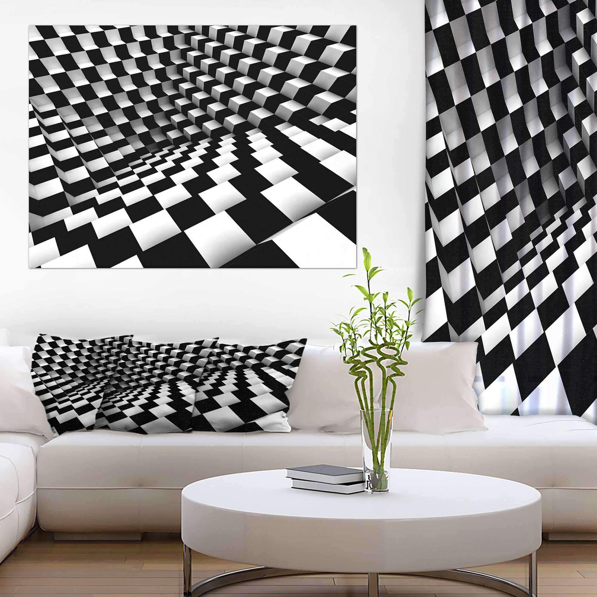 Designart - Optical Black and White Pattern - Abstract Canvas Art Print