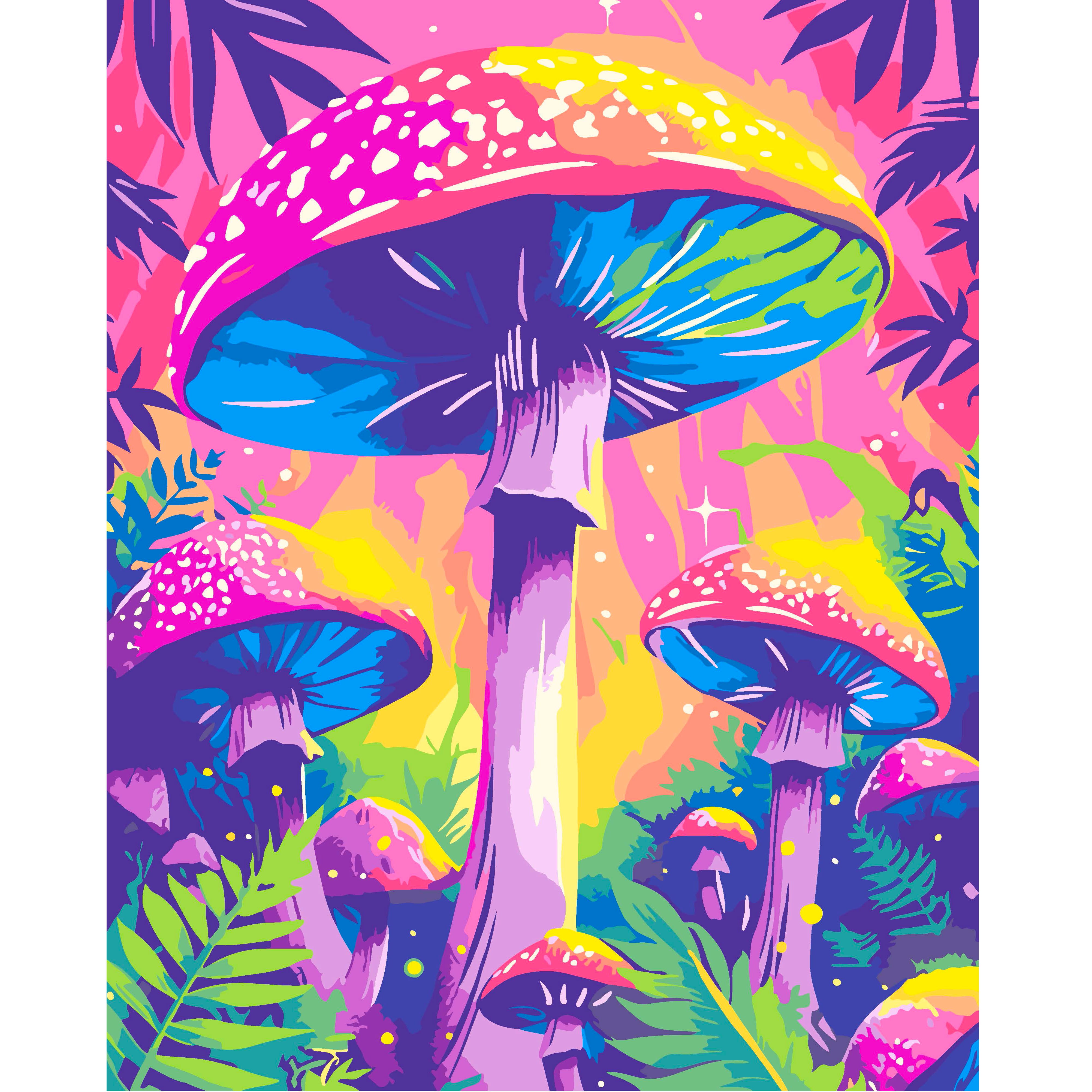 16" x 20" Neon Mushrooms Paint-by-Number Kit by Artist's Loft®
