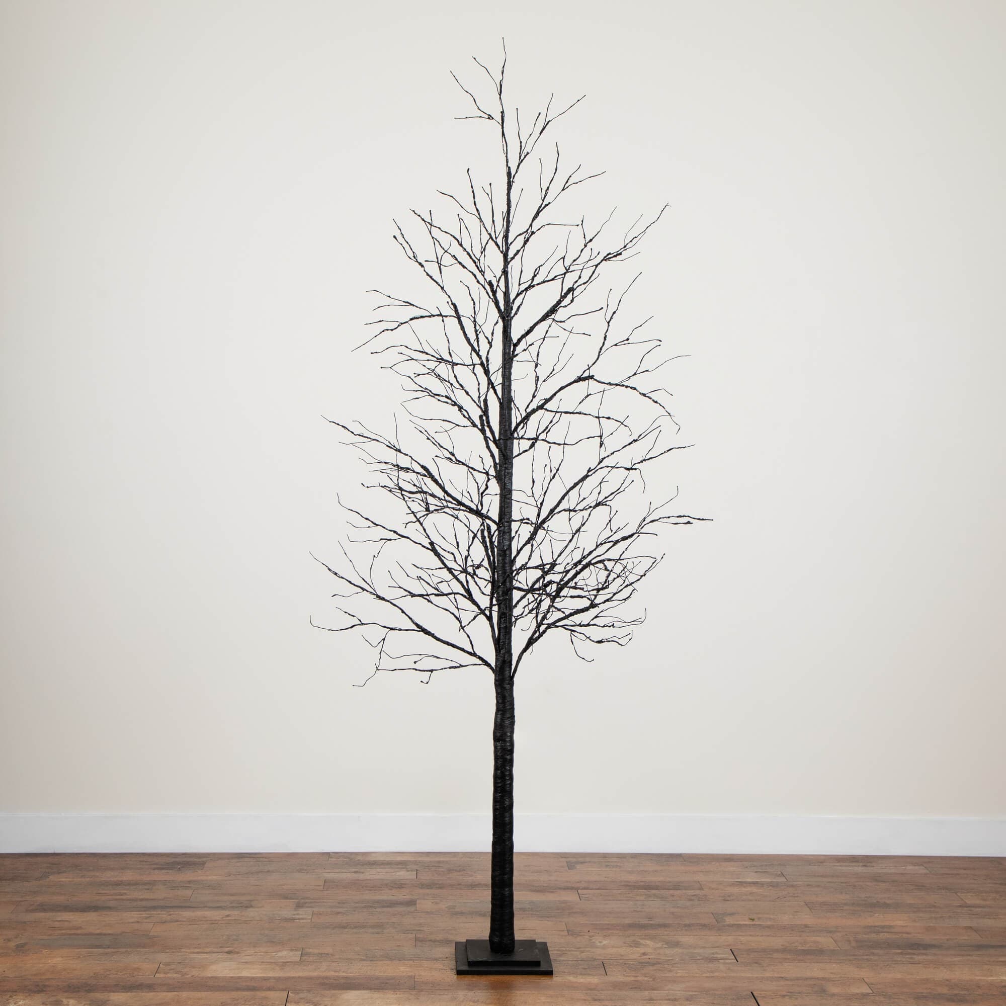 8ft. Pre-Lit Halloween Black Twig Artificial Tree with 510 Orange &#x26; Purple LED Lights