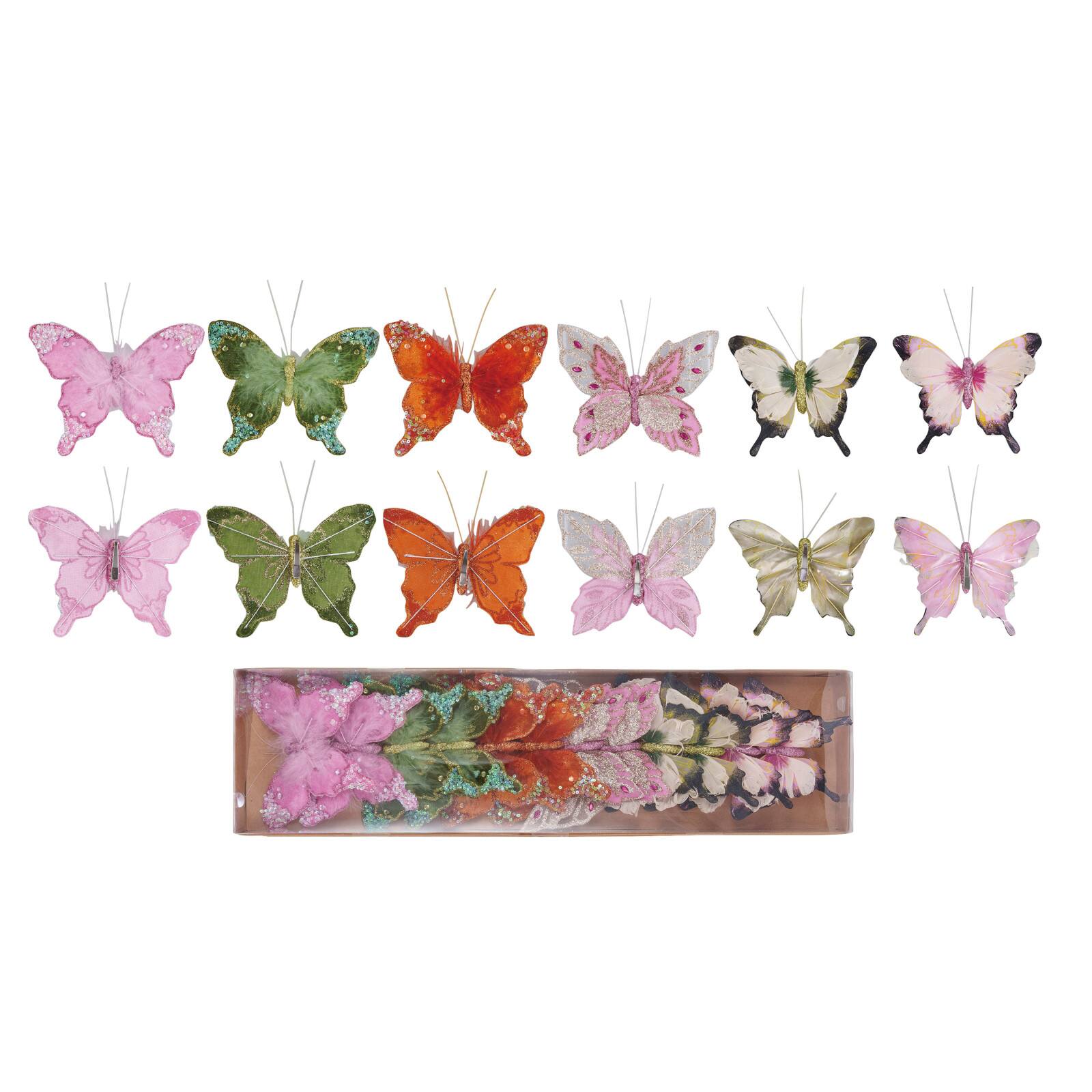 Hello Honey&#xAE; 6&#x22; Feather Butterfly Clip-On Ornament Set