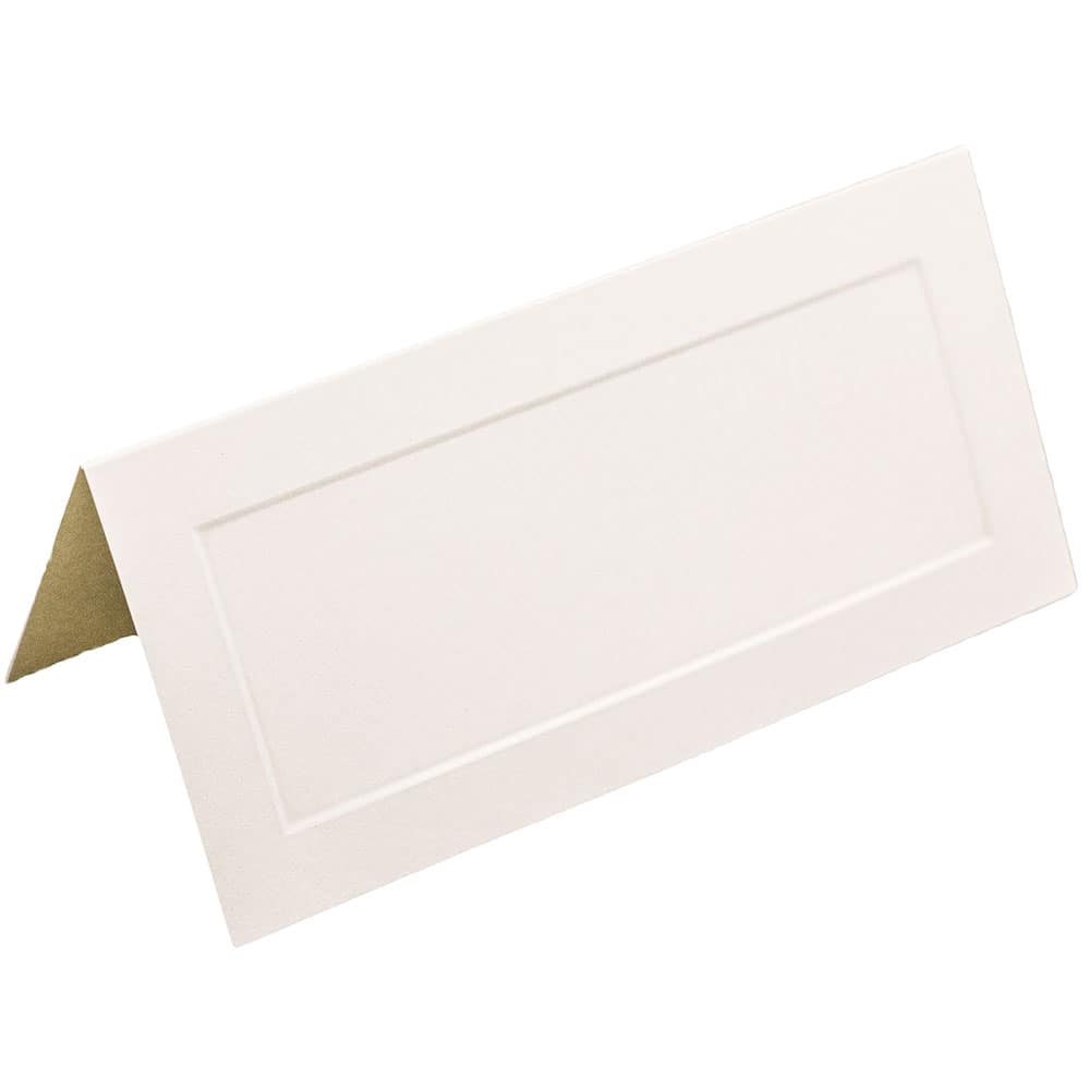 JAM Paper Embossed Border Off White Fold-Over Wedding Table Place Cards, 100ct.