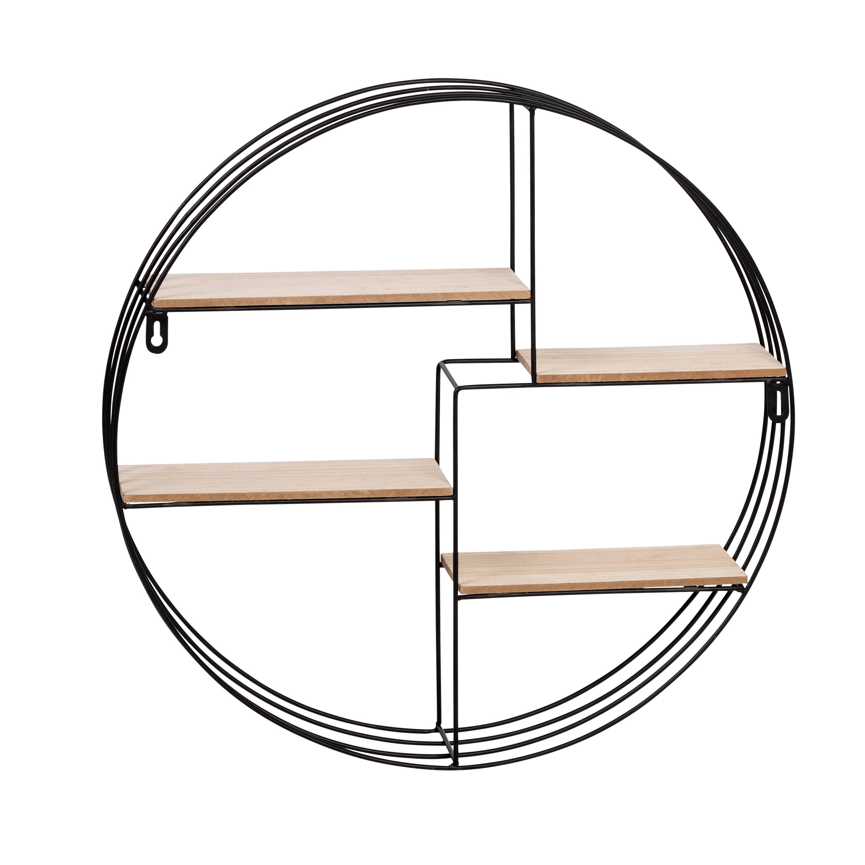 Honey Can Do 20" Black Four-Tier Circular Decorative Metal Wall Shelf