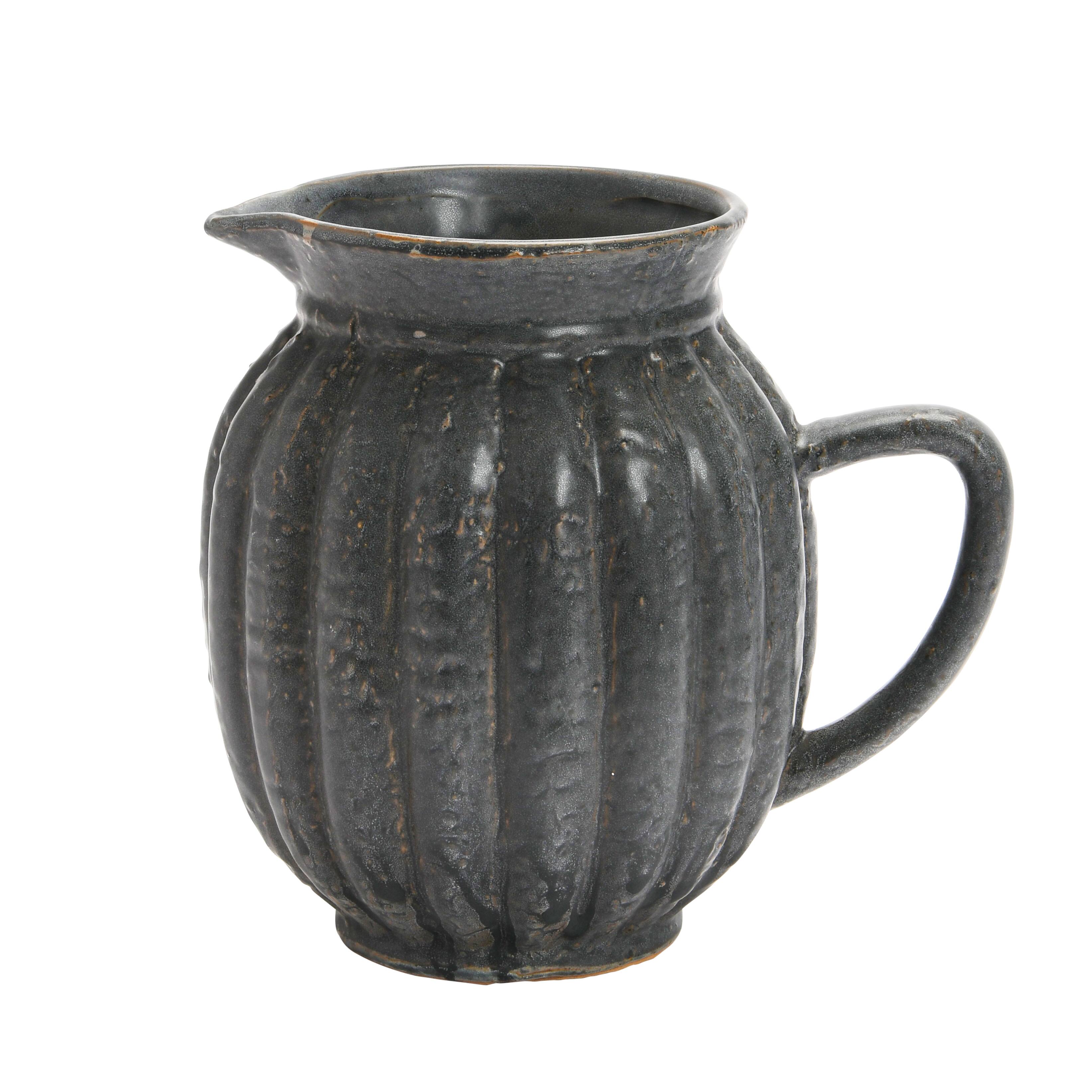 Hello Honey® 2.5qt. Matte Black Stoneware Fluted Pitcher