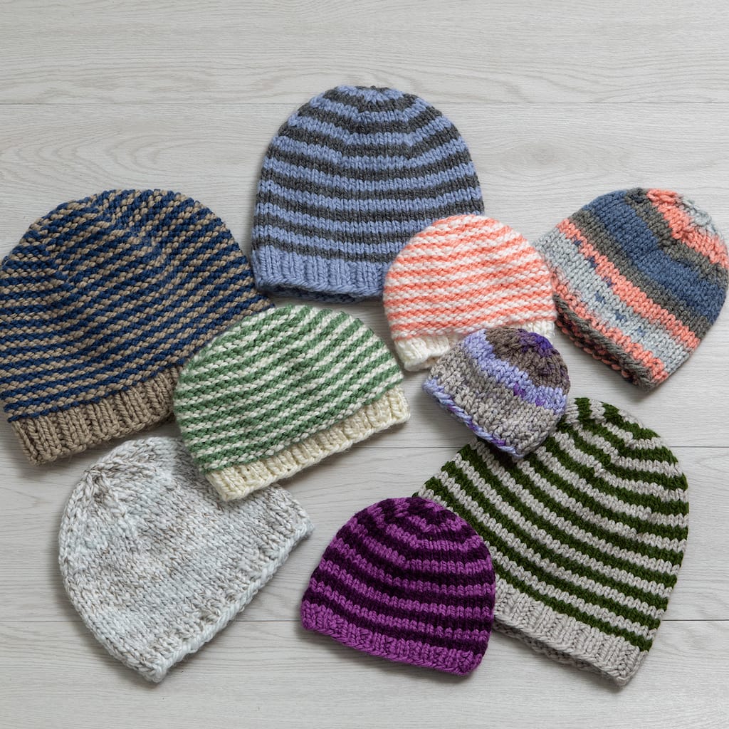 Loops & Threads® Charisma® Knit Stripy Hats Three Ways