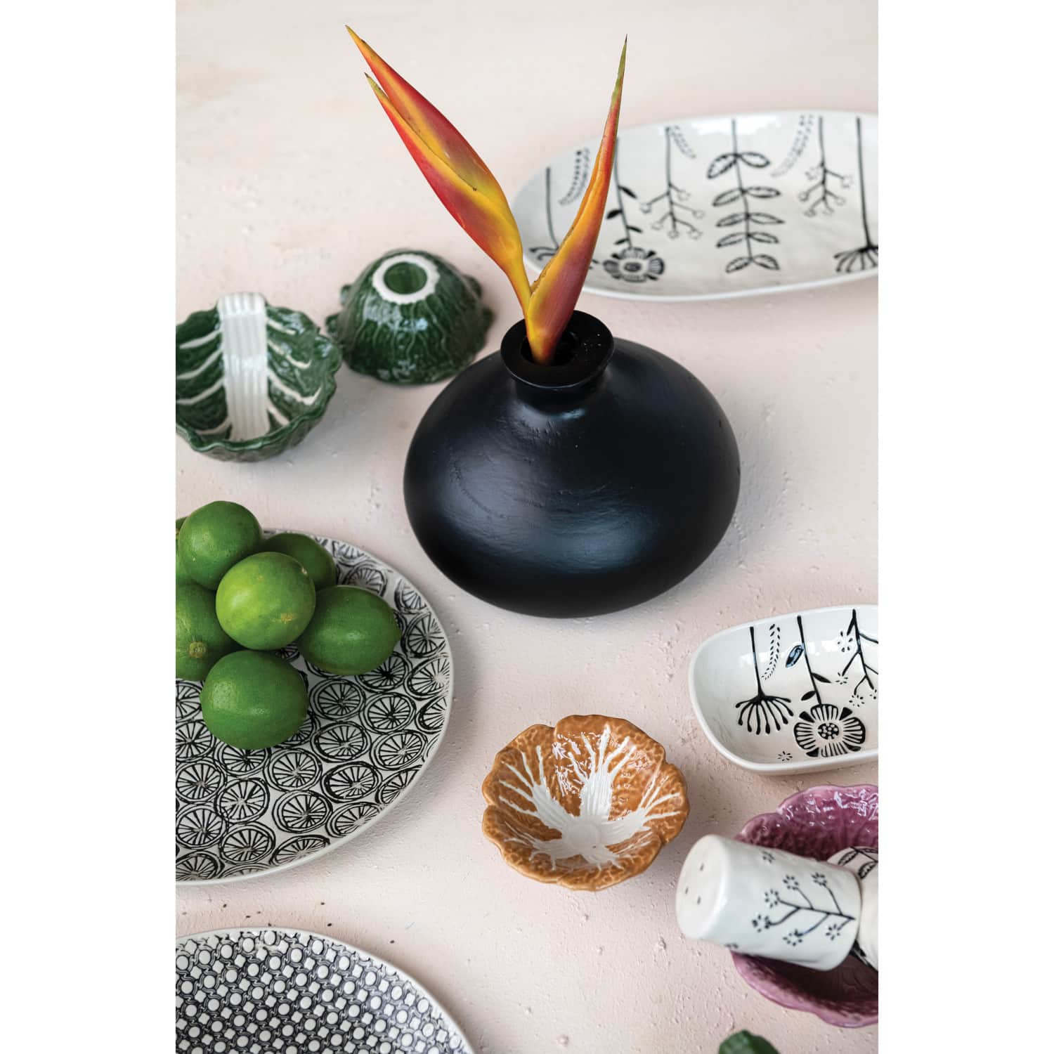 Hello Honey® 12.25" Cream & Black Floral Stoneware Plates, 4ct.