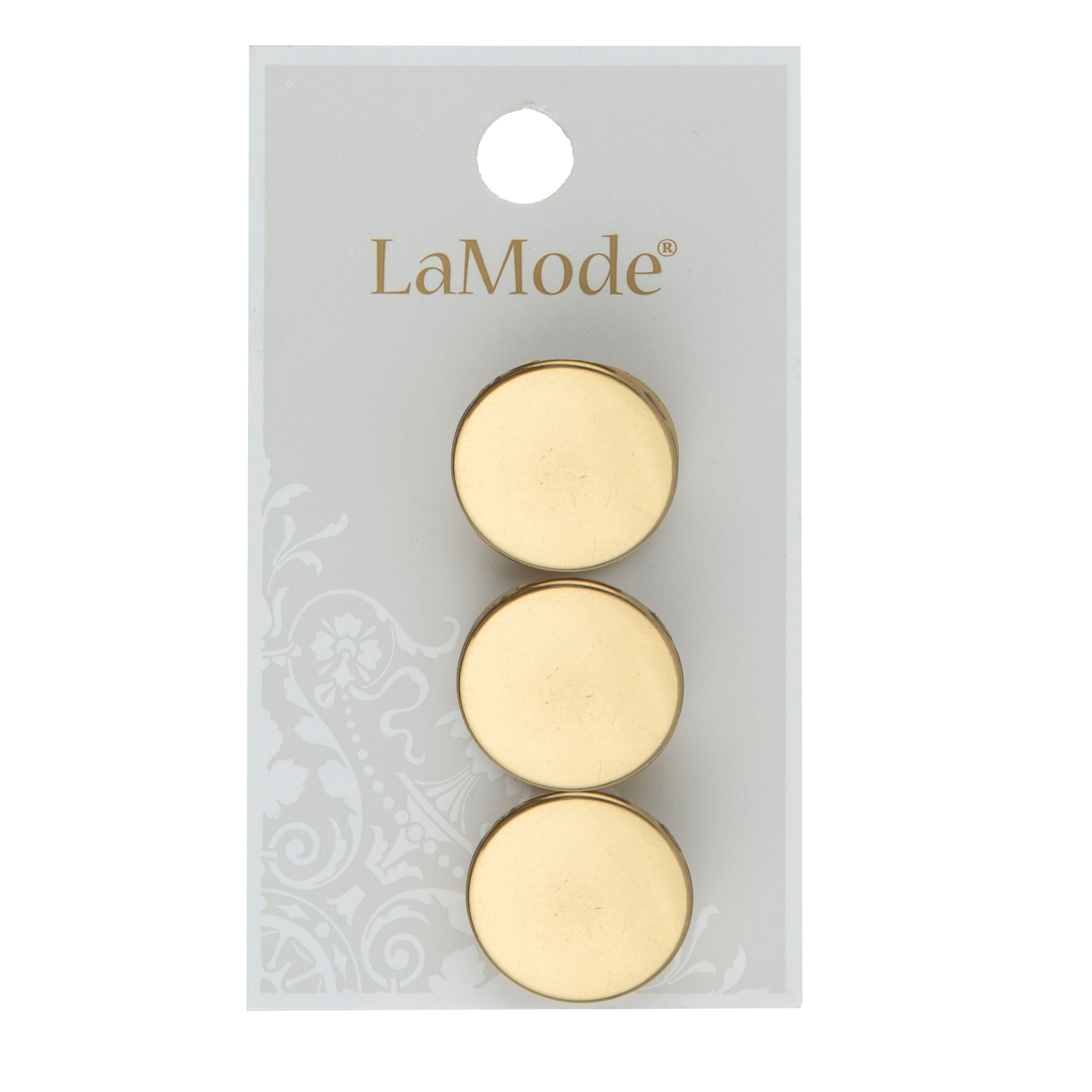 LaMode 3/4" Gold Flat Shank Buttons, 3ct.