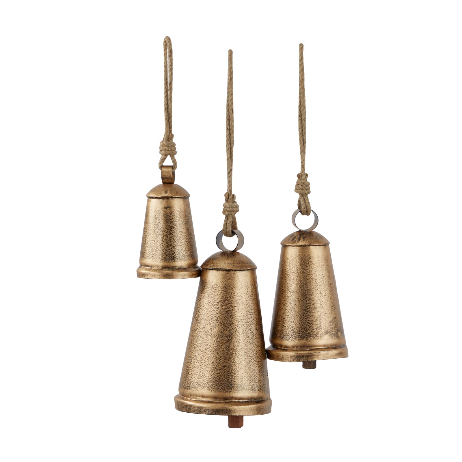 Bronze Metal Bohemian Decorative Cow Bell, Set of 3&#x22; 13&#x22;, 11&#x22;, 8&#x22;