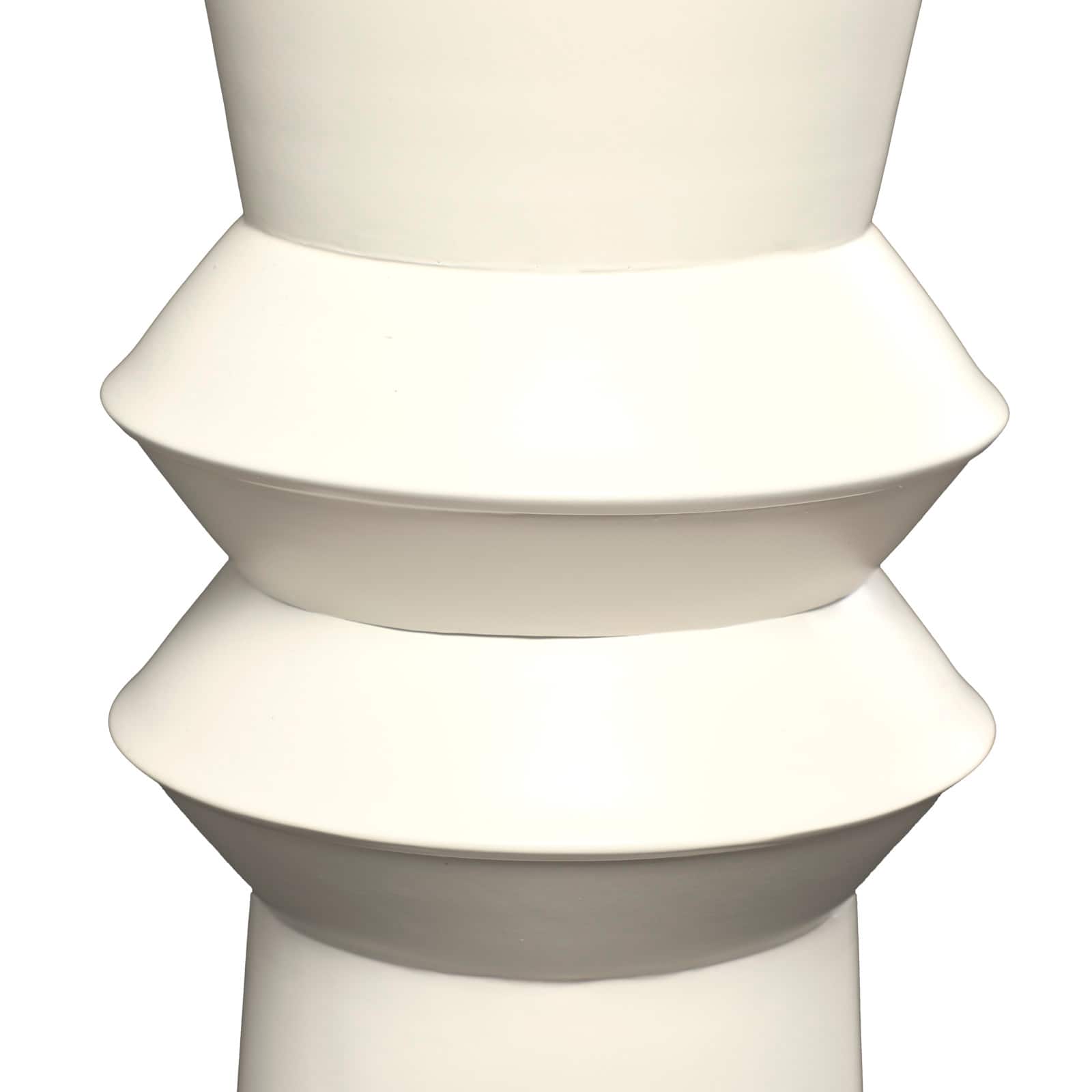 2.5ft. Cream Metal Tall Art Deco Fluted Floor Vase