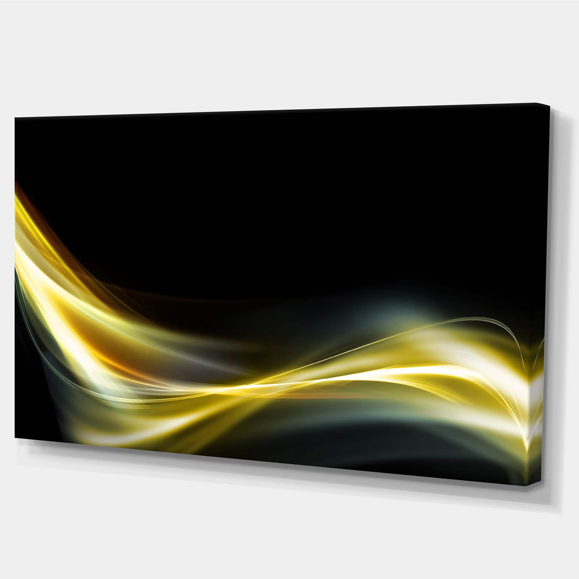 Designart - Gold in Black Upward Lines - Abstract Canvas art print