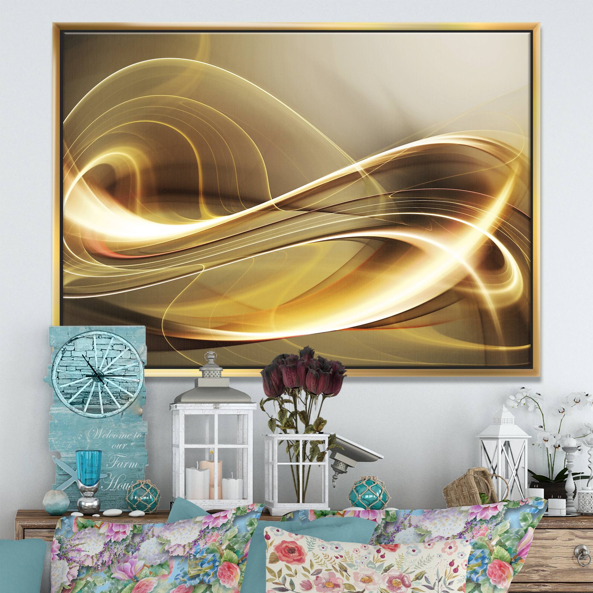 Designart - Elegant Modern Sofa - Large Abstract Framed Canvas Art