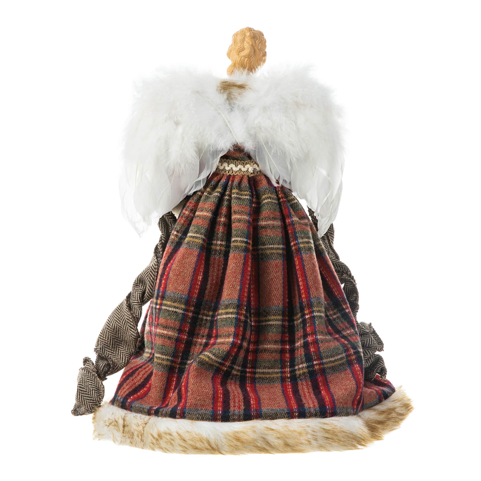 Glitzhome&#xAE; 16.5&#x22; Faux Fur Woodland Christmas Angel Tree Topper