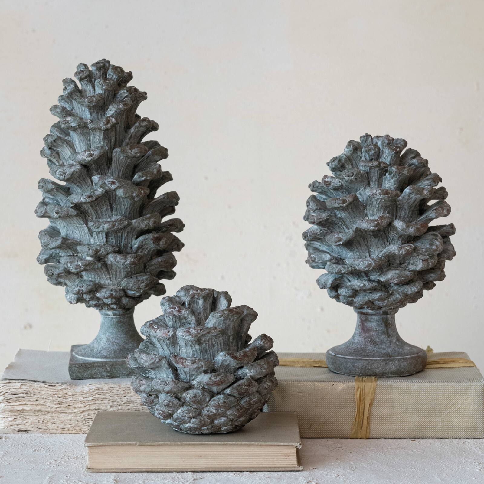 Hello Honey&#xAE; 6.25&#x22; Round Verdigris Finish Pinecone Finial