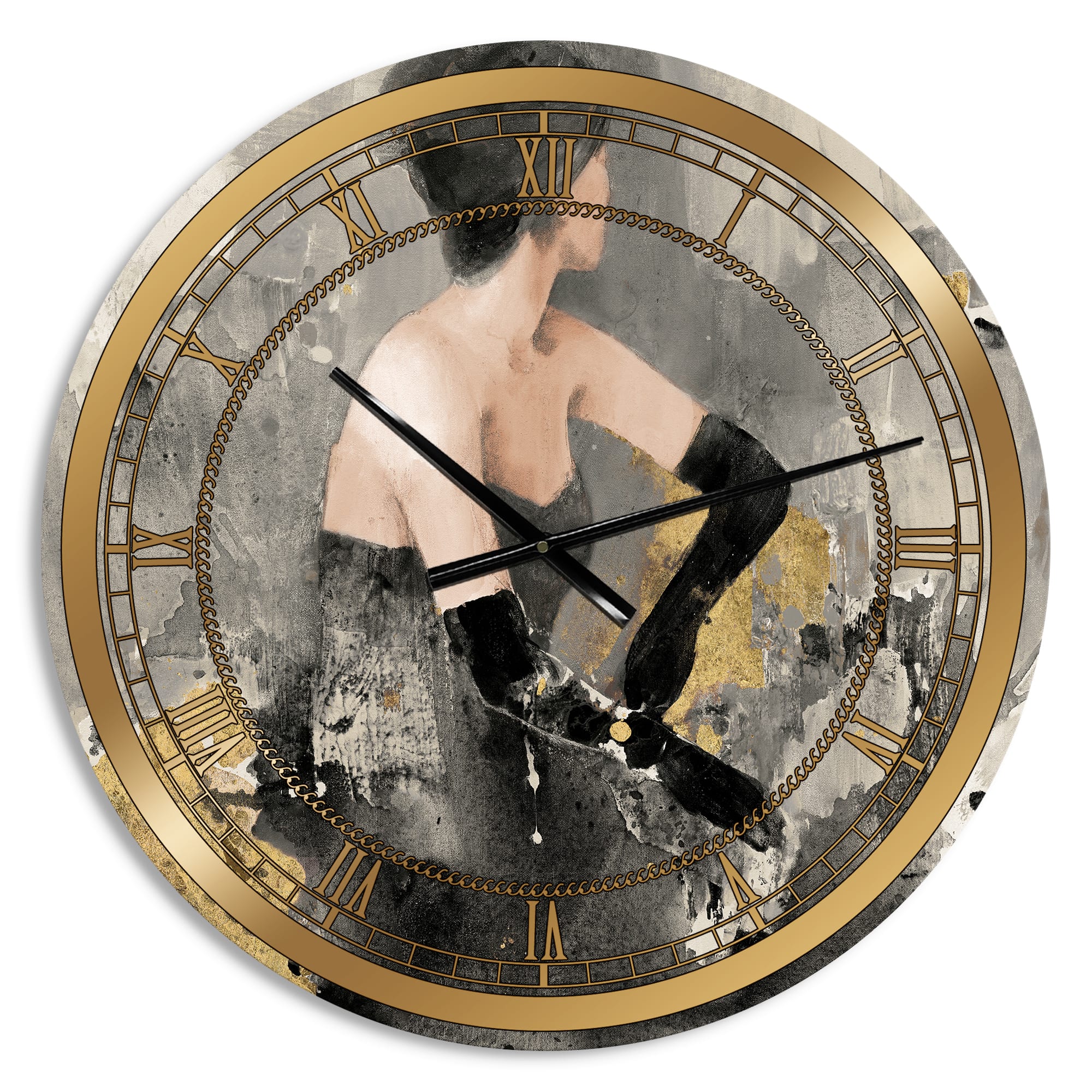 Designart 'Gold Fashion Dance Glam Wall Clock
