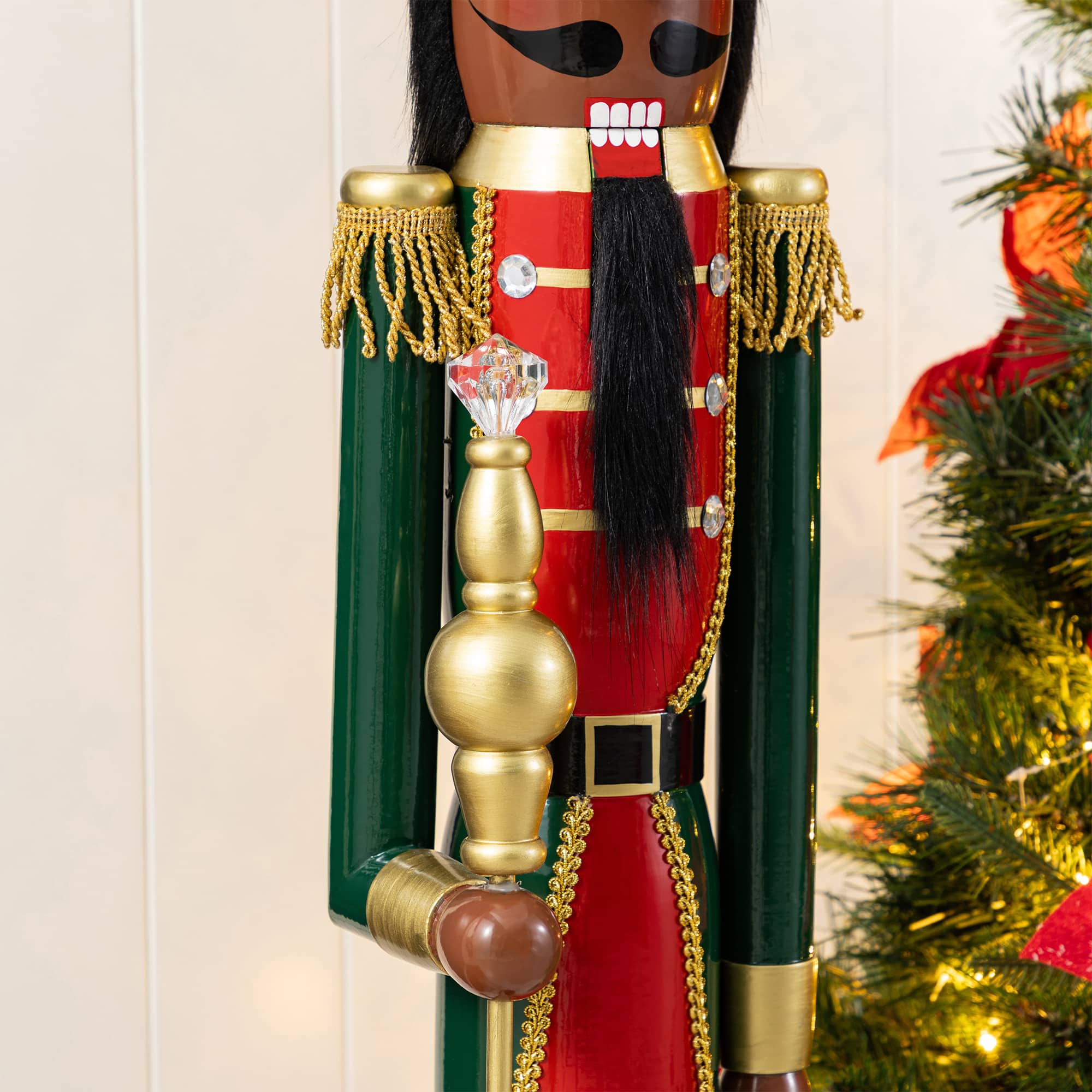 Glitzhome&#xAE; 42&#x22;H Wooden Christmas African American King Nutcracker