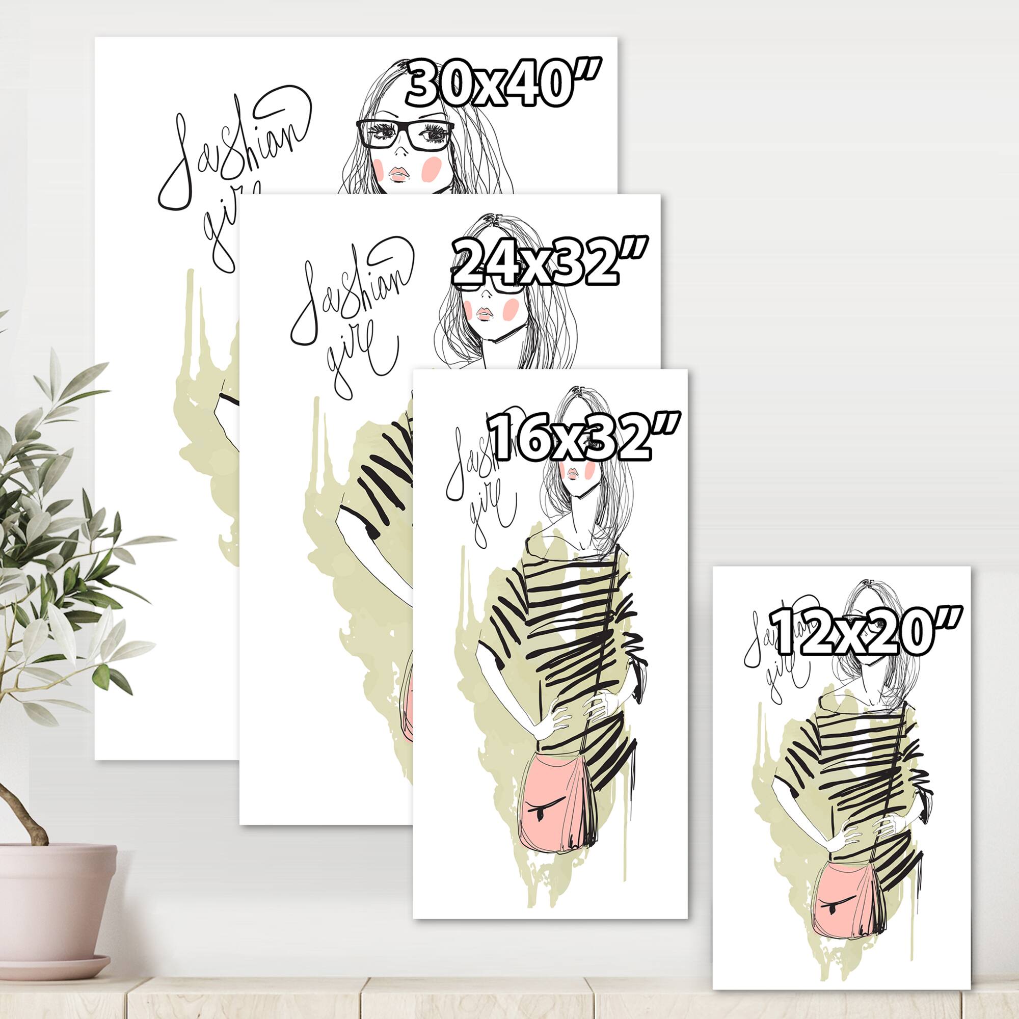 Designart Trendy Fashion Girl Shabby Chic Canvas Wall Art Print