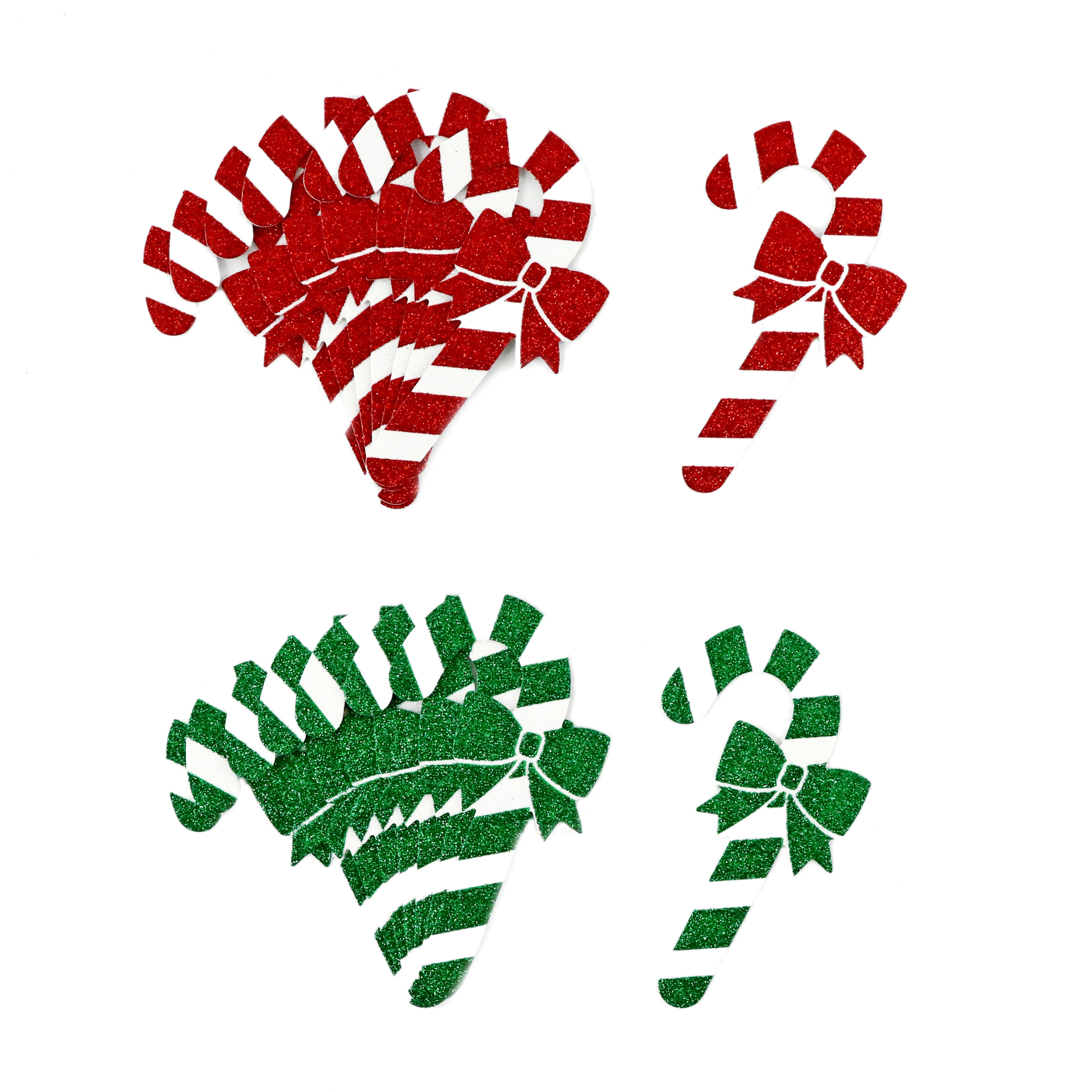 Red &#x26; Green Glitter Candy Cane Die Cut Stickers by Recollections&#x2122;