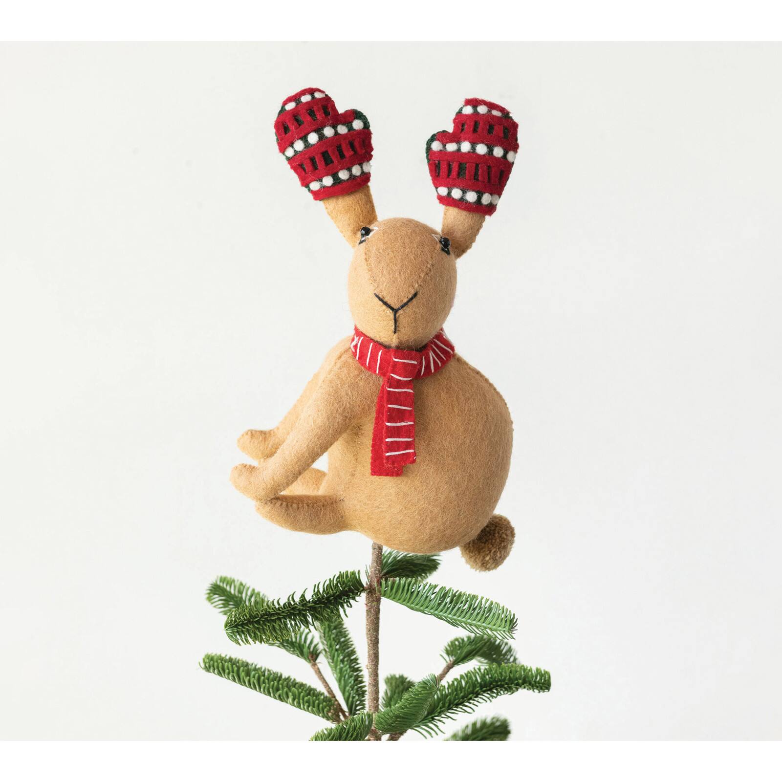 Hello Honey® 14.5" Wool Felt Bunny Tree Topper with Scarf & Gloves