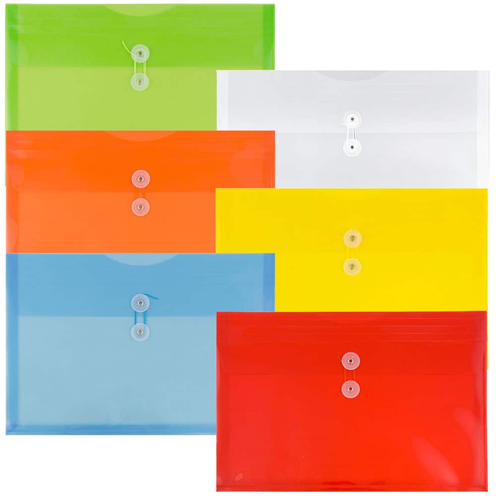 JAM Paper 9.75&#x22; x 14.5&#x22; Plastic Button &#x26; String Tie Closure Envelopes, 6ct.