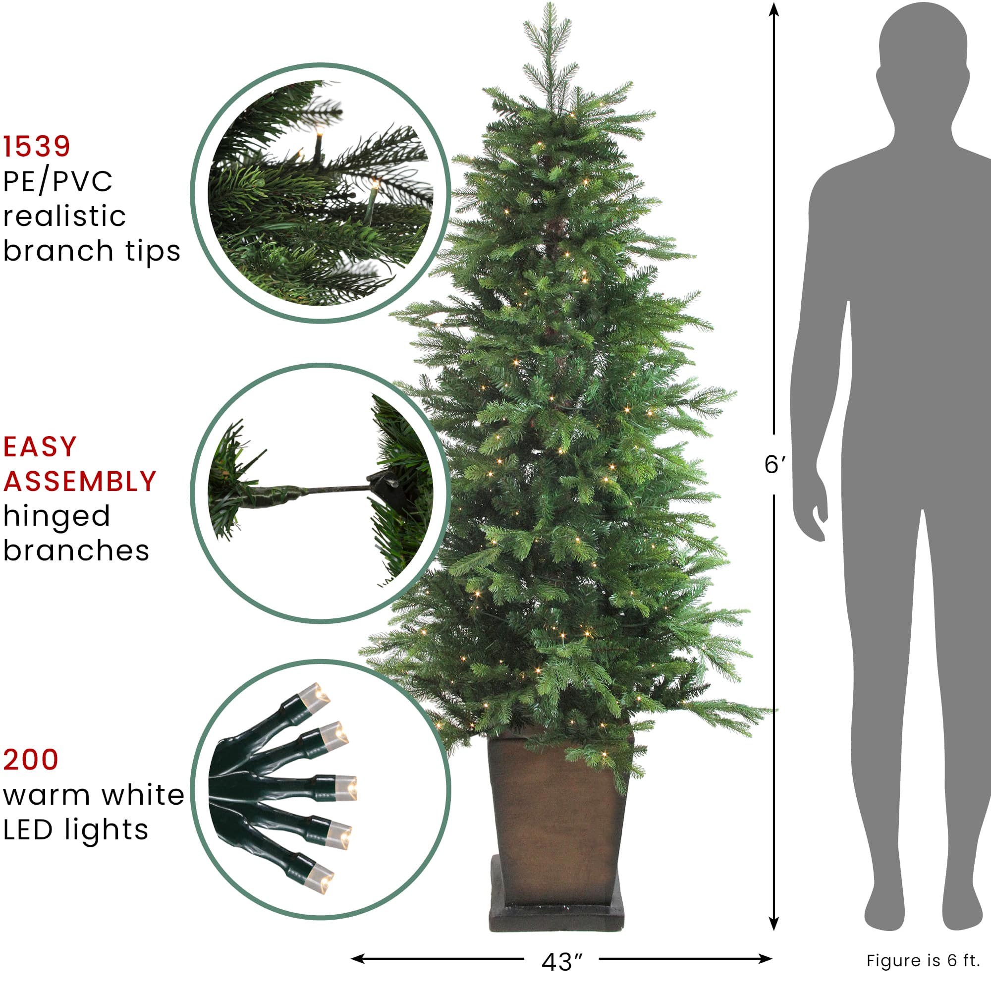 6ft. Pre-Lit Real Touch™️ Oregon Noble Fir Artificial Potted Christmas Tree, Warm Clear LED Lights