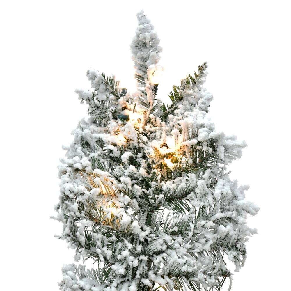 9ft. Pre-Lit Flocked Utica Fir Artificial Christmas Tree, Pure White LED Lights