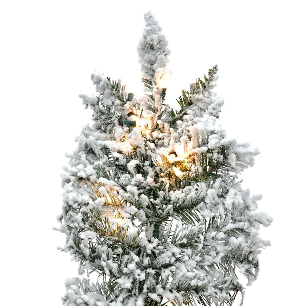 9ft. PreLit Flocked Utica Fir Slim Artificial Christmas Tree, Warm