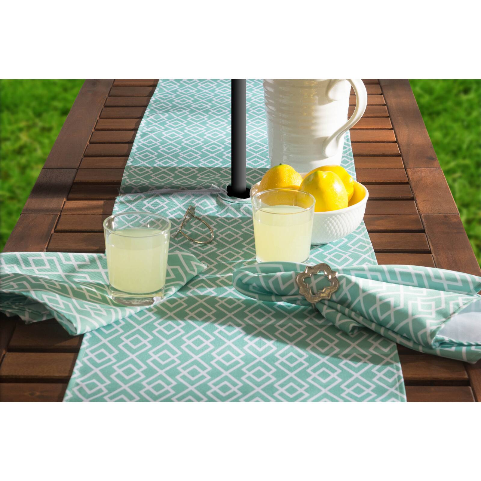 Aqua Diamond Outdoor Table Runner With Zipper 14" x 72"