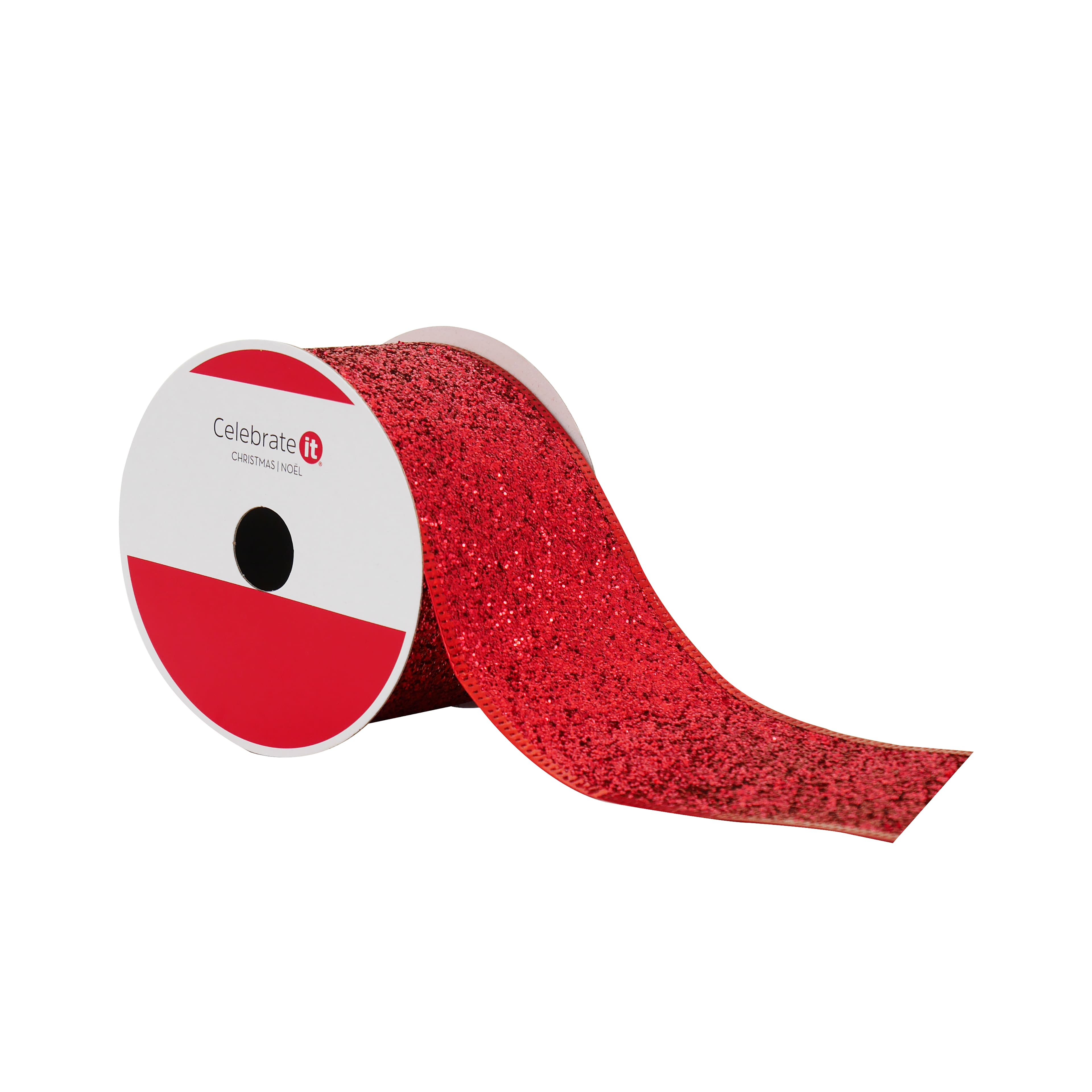 2.5&#x22; x 20ft. Red Glitter Wired Ribbon by Celebrate It&#xAE;