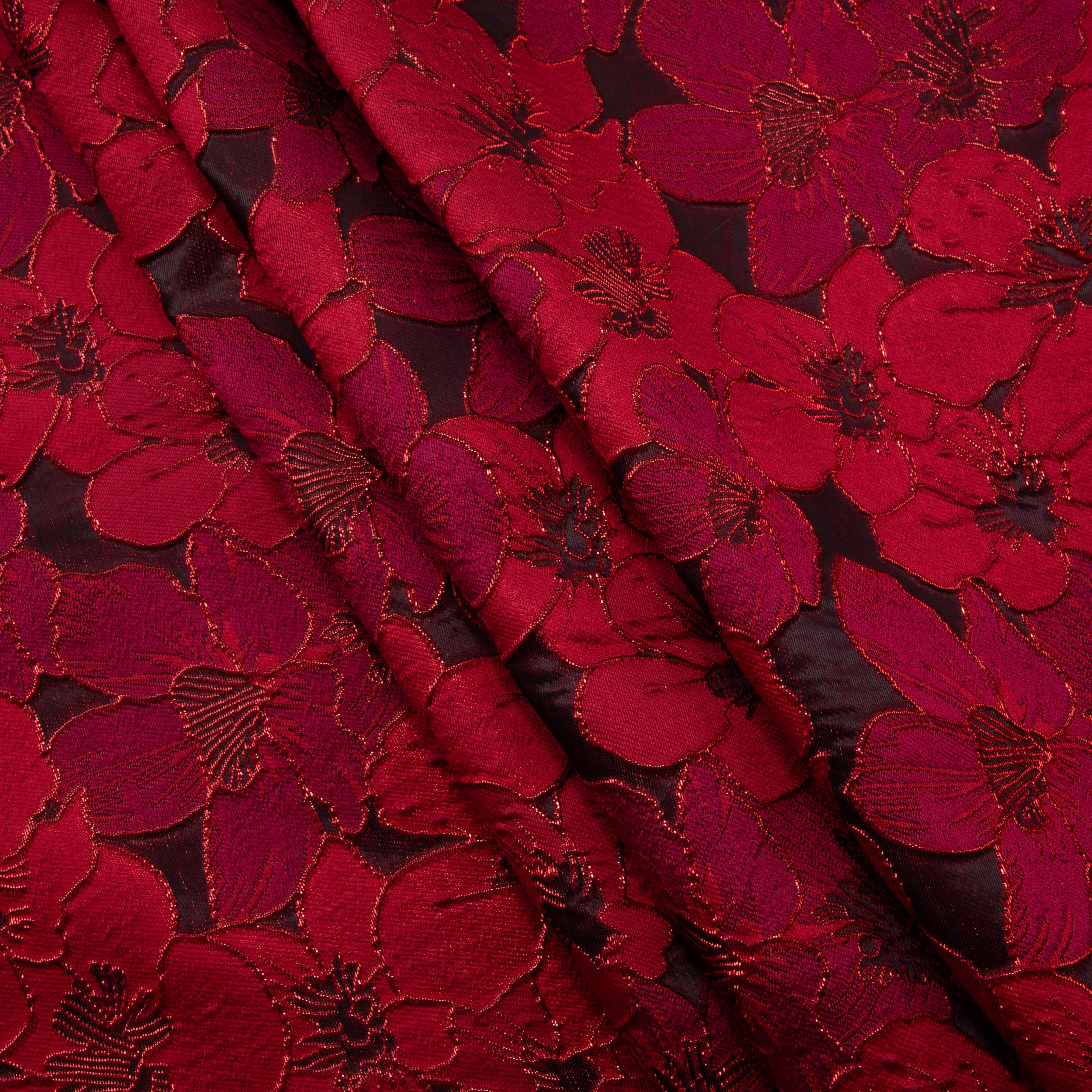 Cosplay by Yaya Han Red Metallic Tonal Floral Brocade Fabric