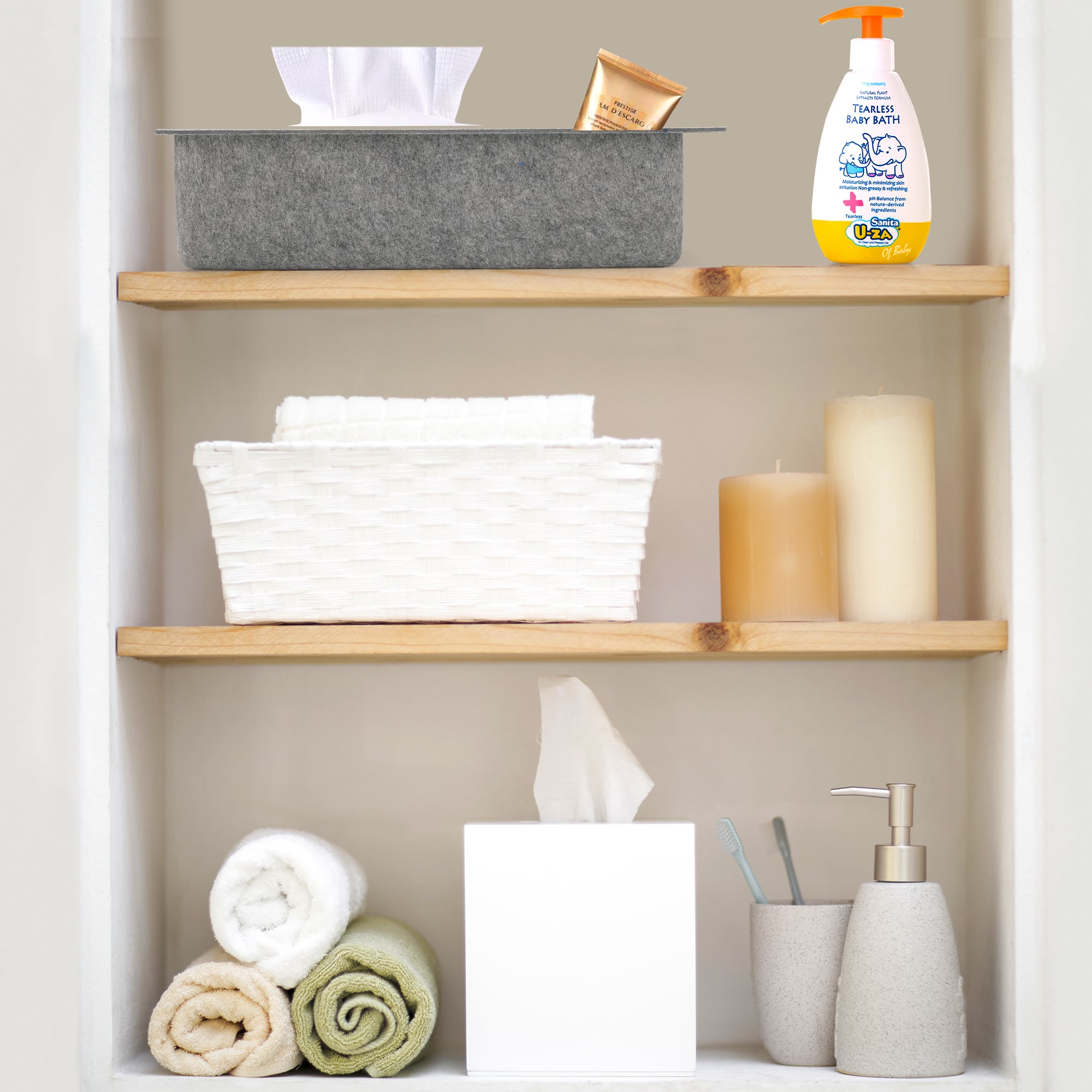 Welaxy Felt Adjustable 4 Slot Drawer Organizer Bin