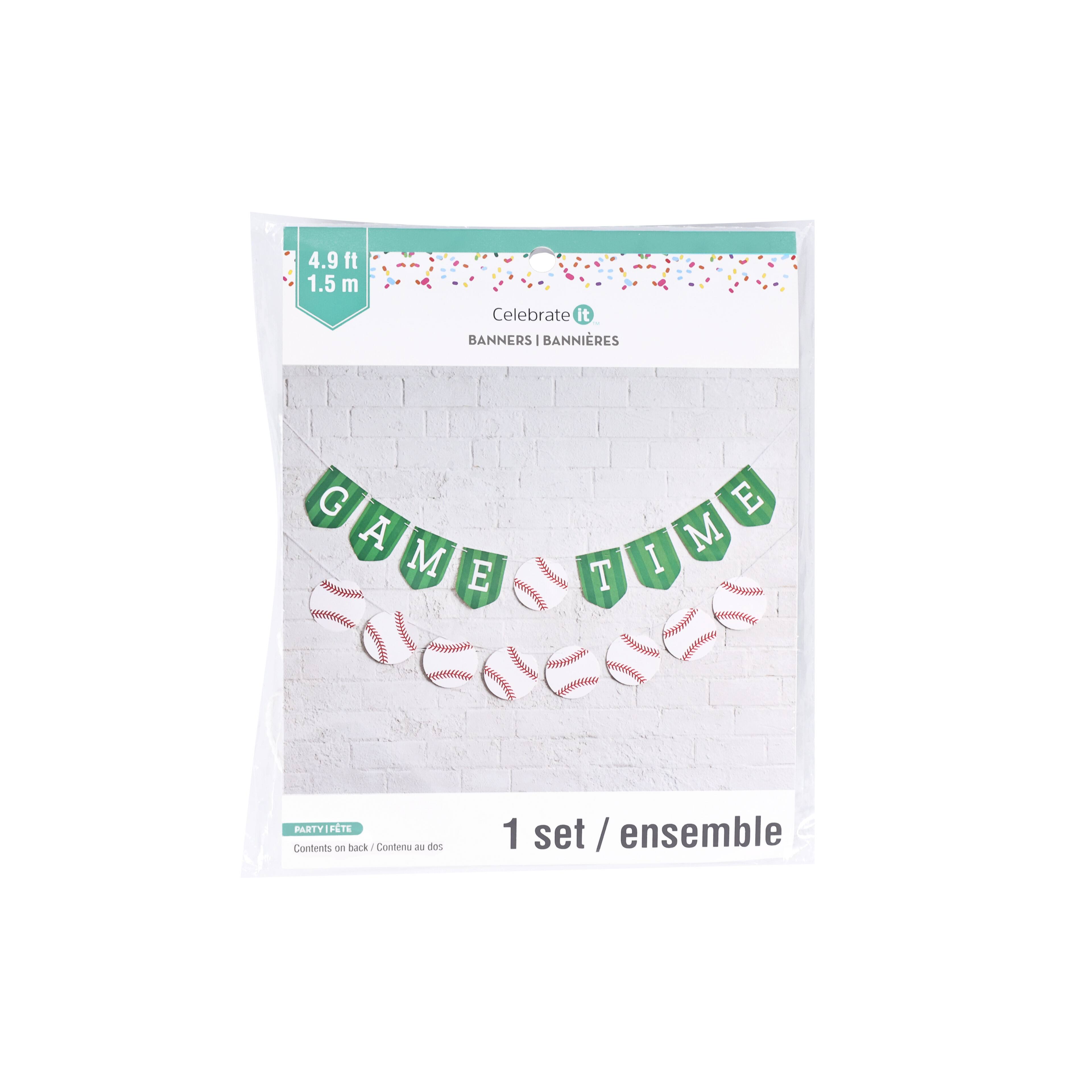 5ft. Green &#x26; White Game Time Baseball Banner Set by Celebrate It&#x2122;