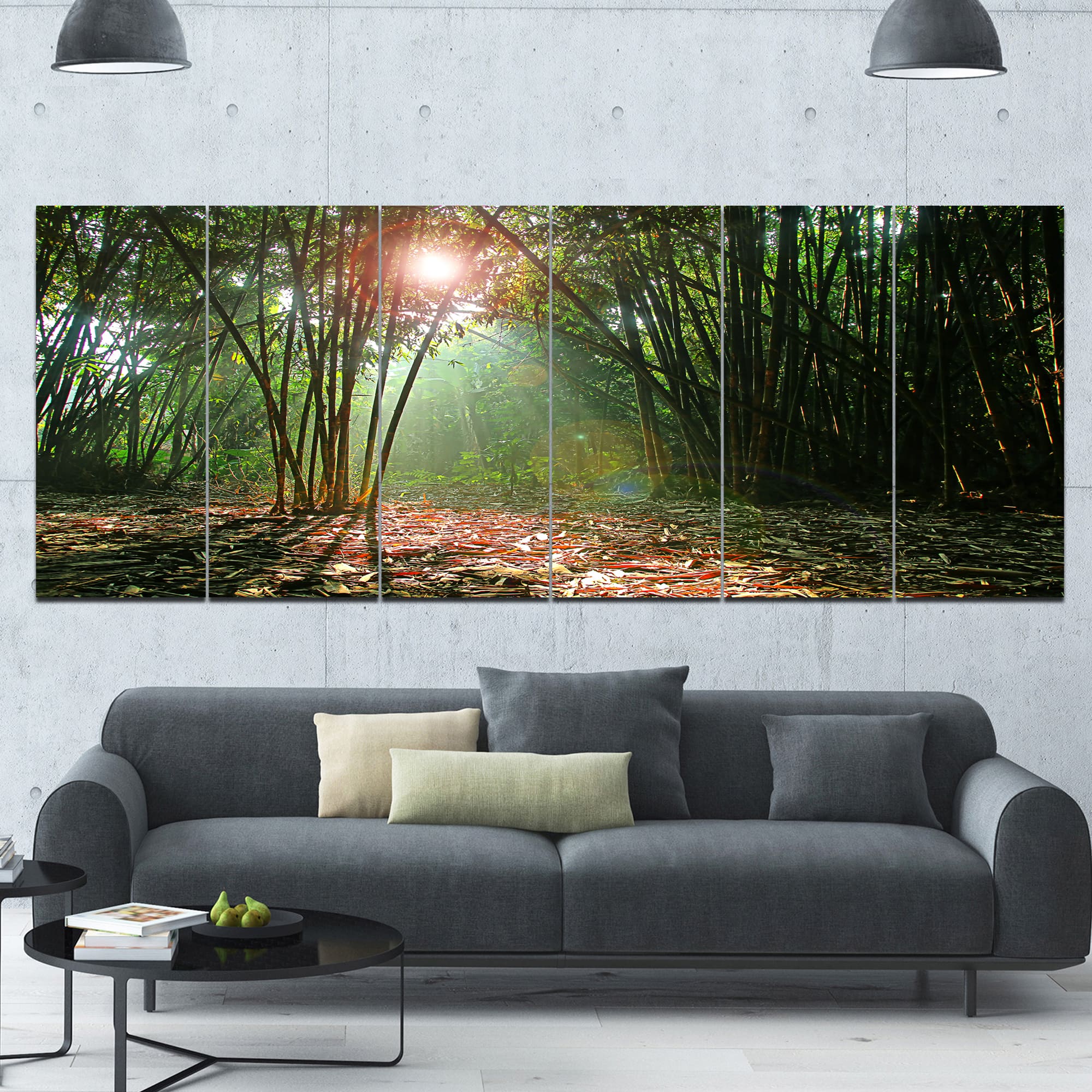 Designart - Amazing Green Forest at Sunset - Landscape Canvas Art Print