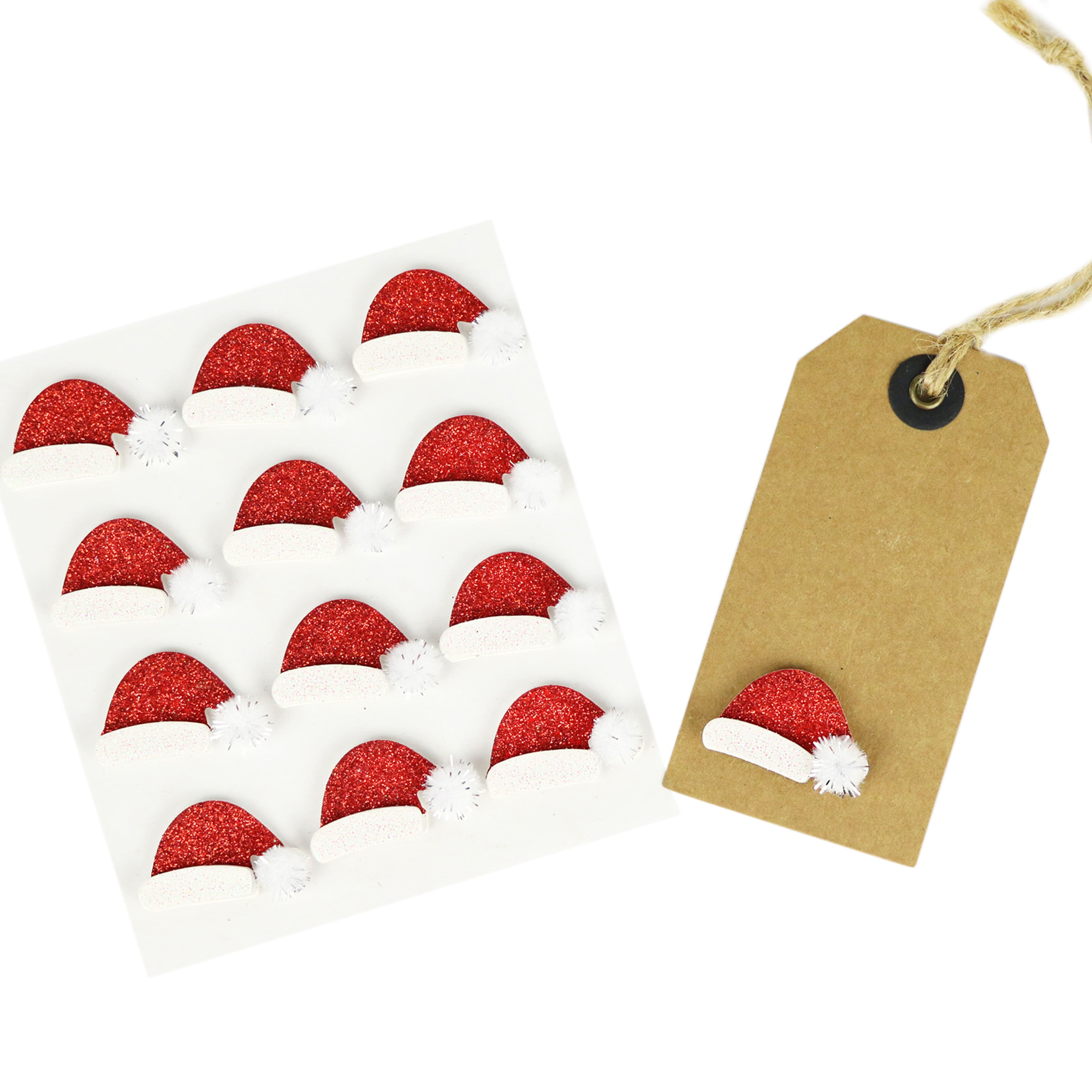 Glitter Santa&#x27;s Hat Dimensional Stickers by Recollections&#x2122;