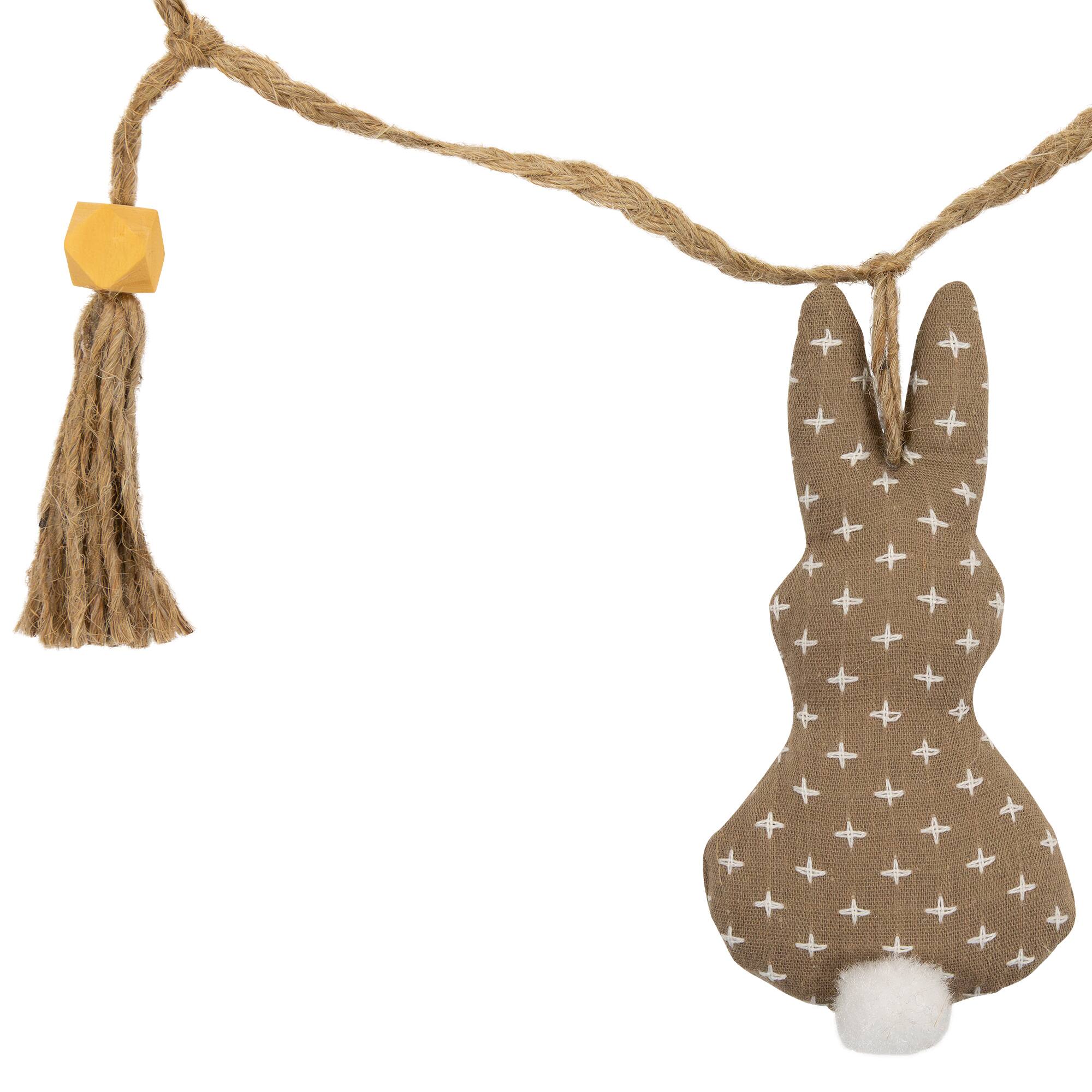 4ft. Beige &#x26; White Carrot &#x26; Plush Easter Bunny Garland