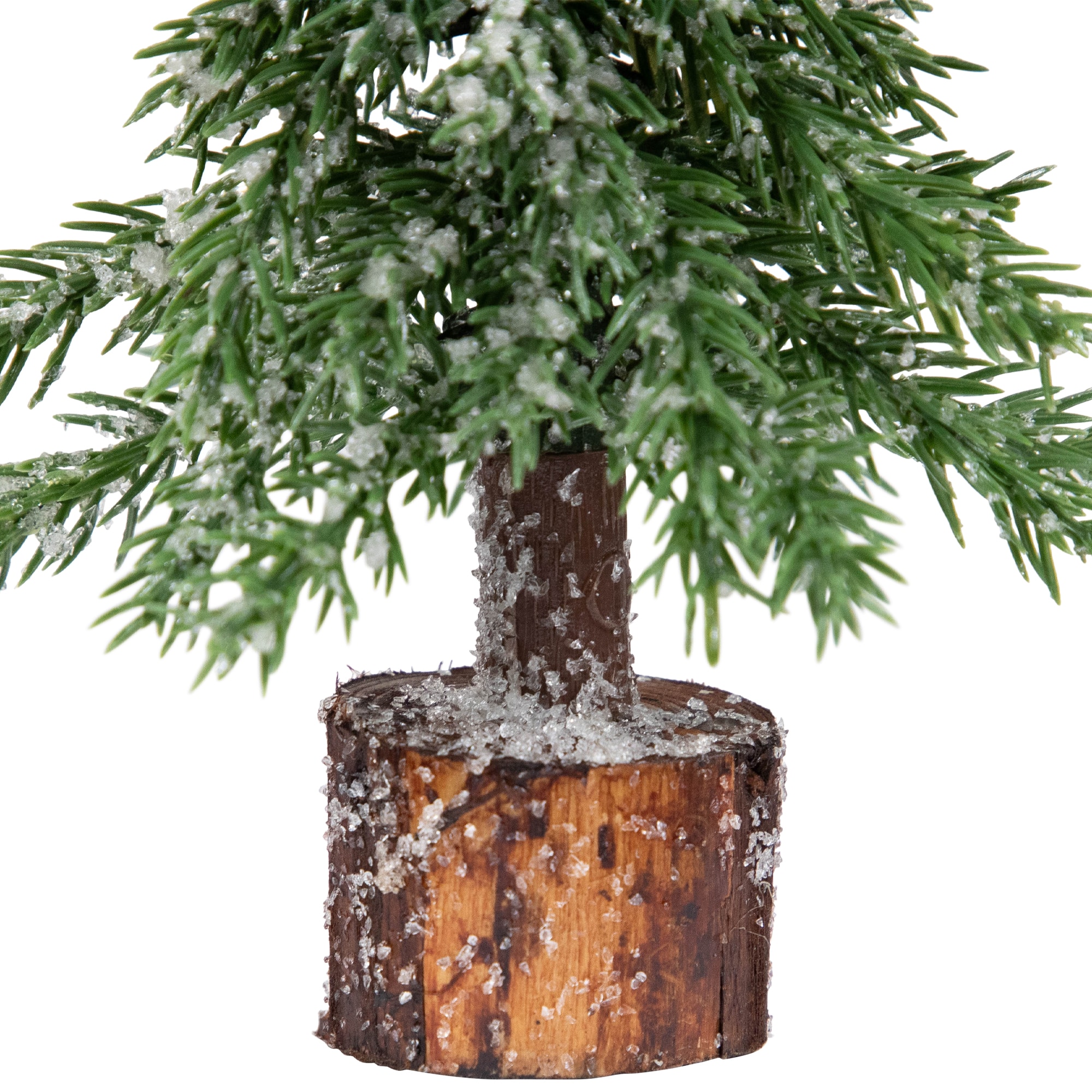 7.5" Unlit Frosted Icy Pine Christmas Tree with Jute Base