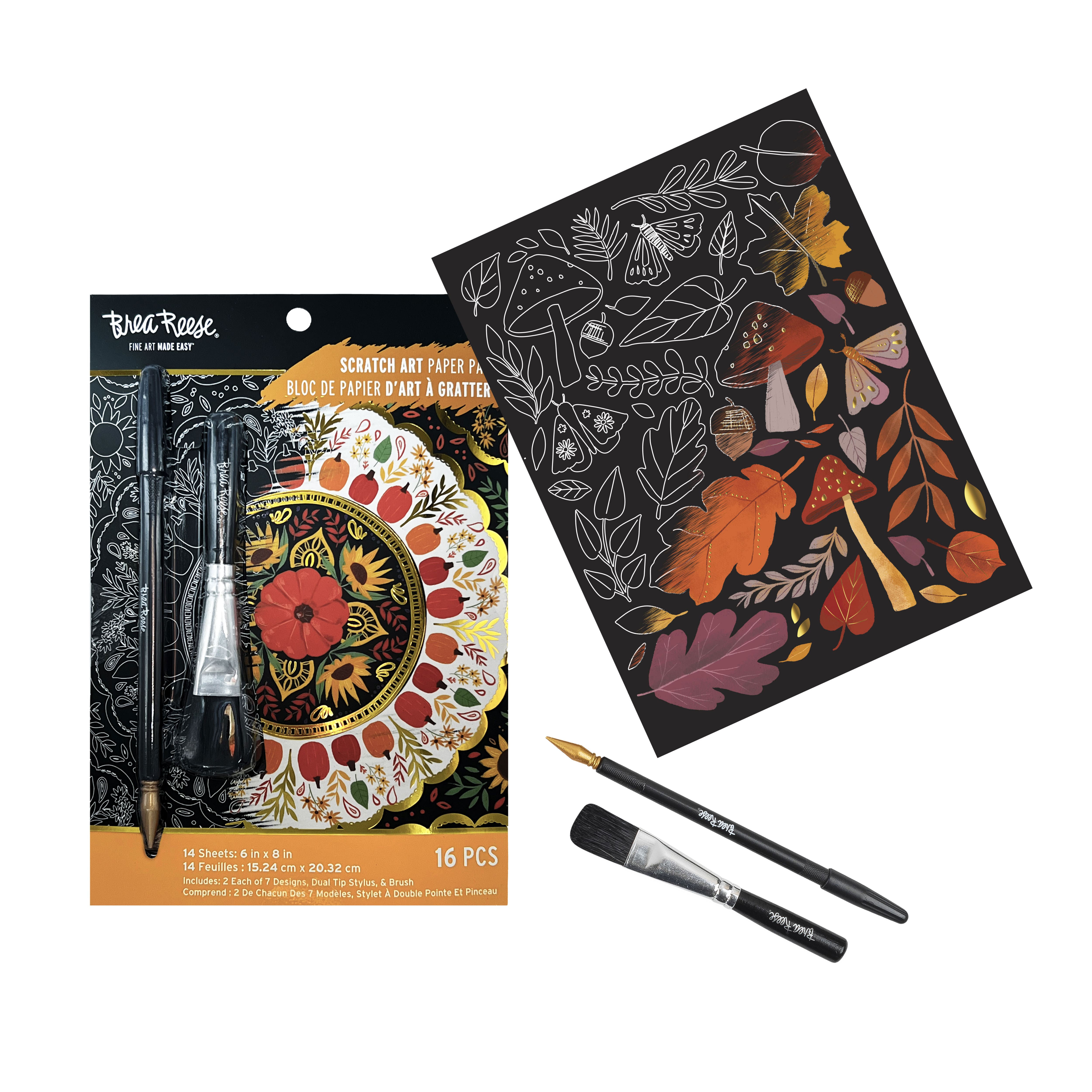 Brea Reese&#x2122; 6&#x22; x 8&#x22; Festive Harvest Scratch Art Paper Pad
