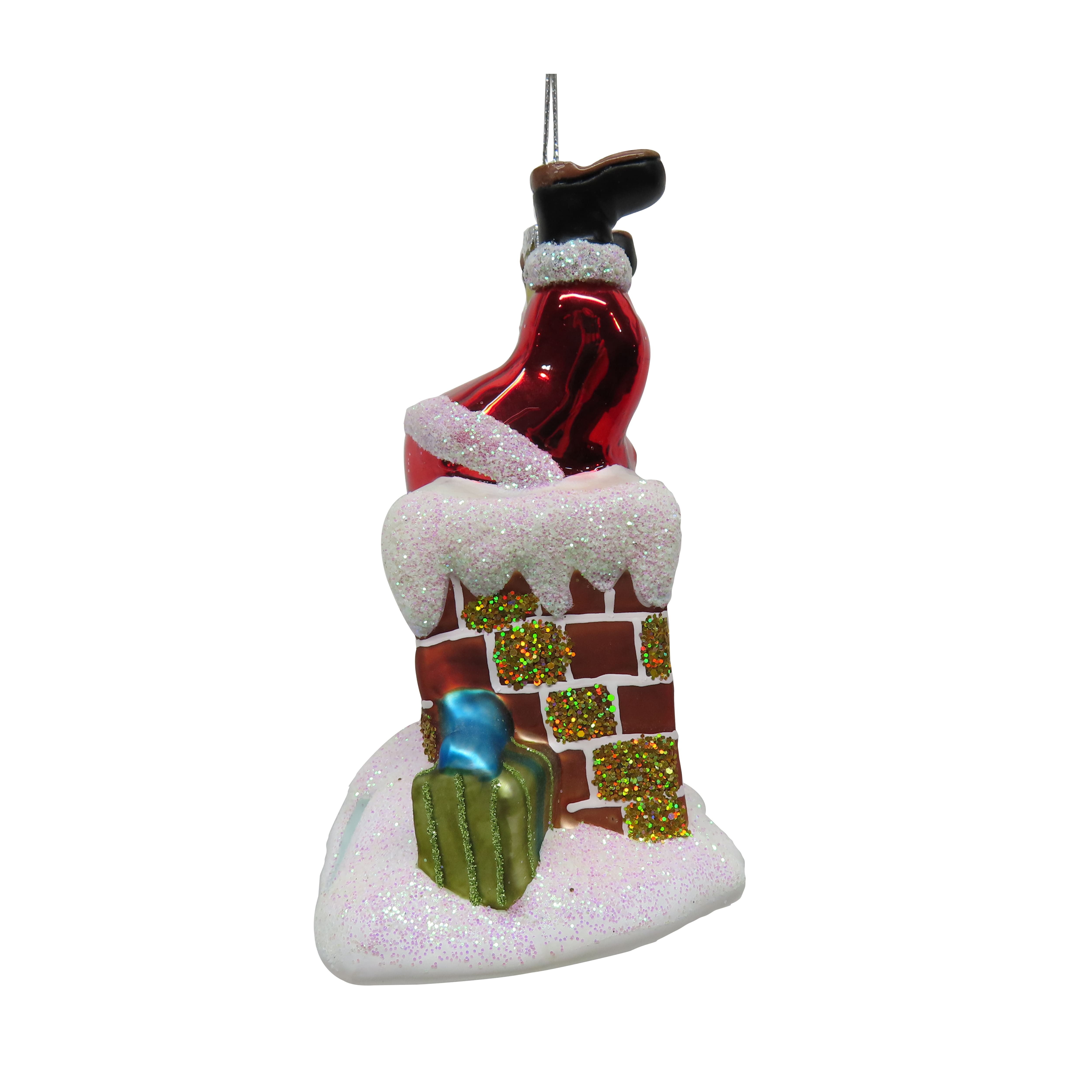 5&#x22; Santa in Chimney Glass Ornament by Ashland&#xAE;