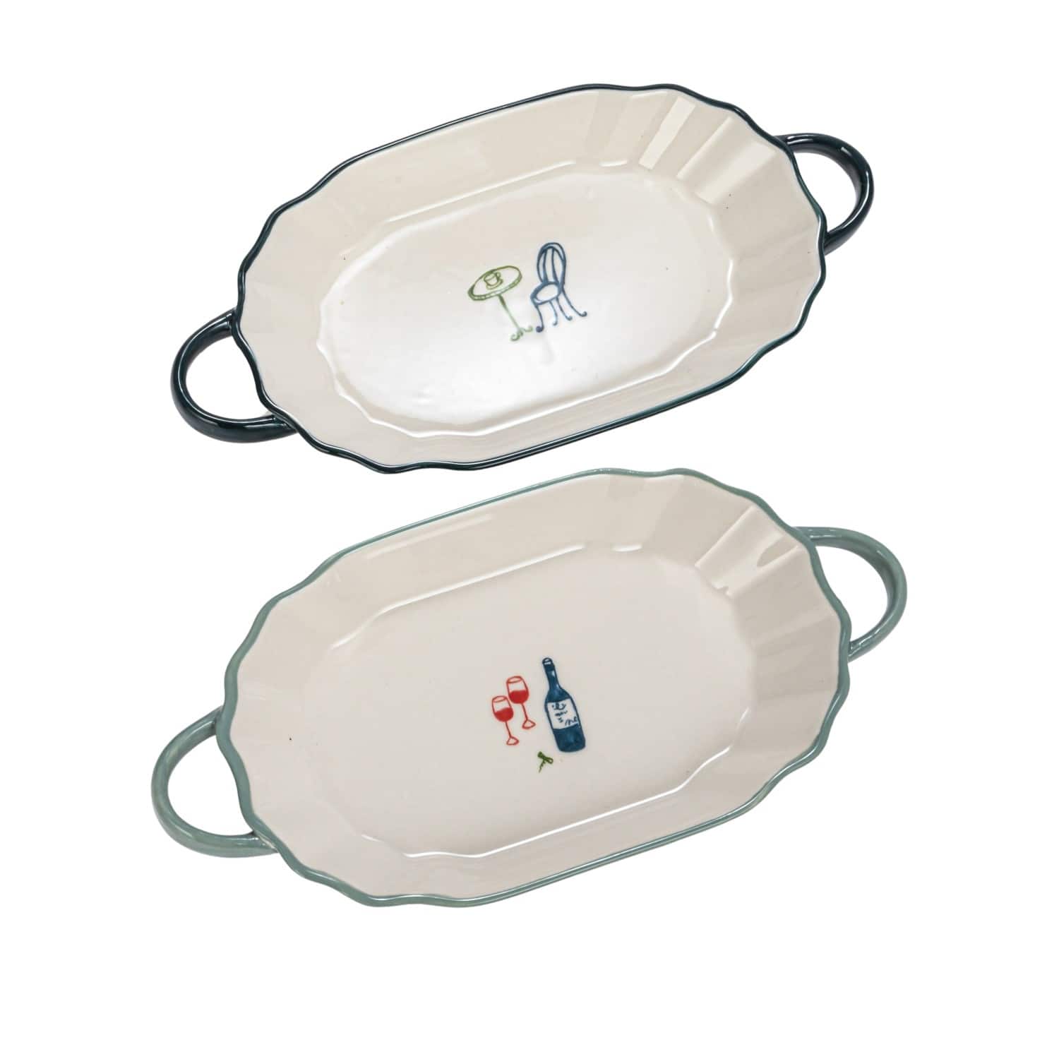 Hello Honey® 9.5" White Stoneware Plates with Handles Set