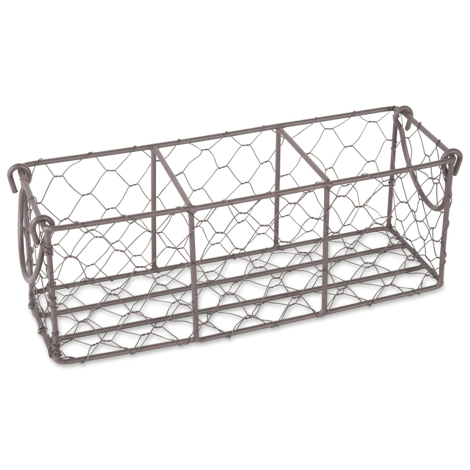 DII&#xAE; Rustic Chicken Wire Flatware Caddy with Clear Jars