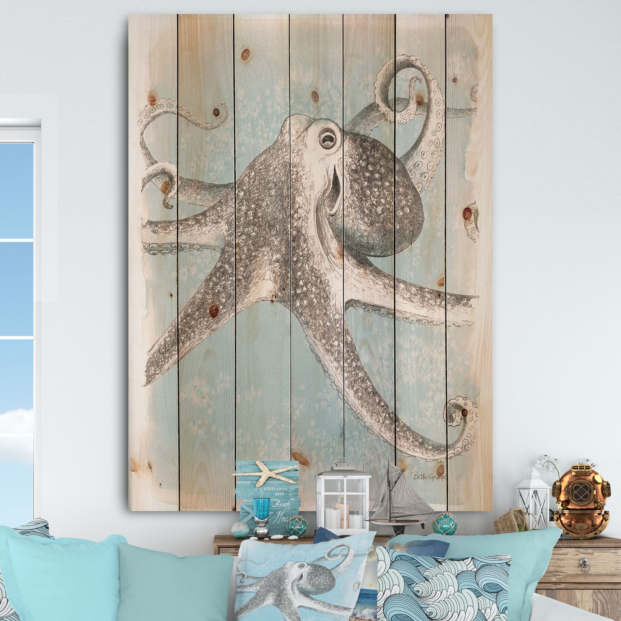 Designart - Coastal Sea Life II octopus sketches
