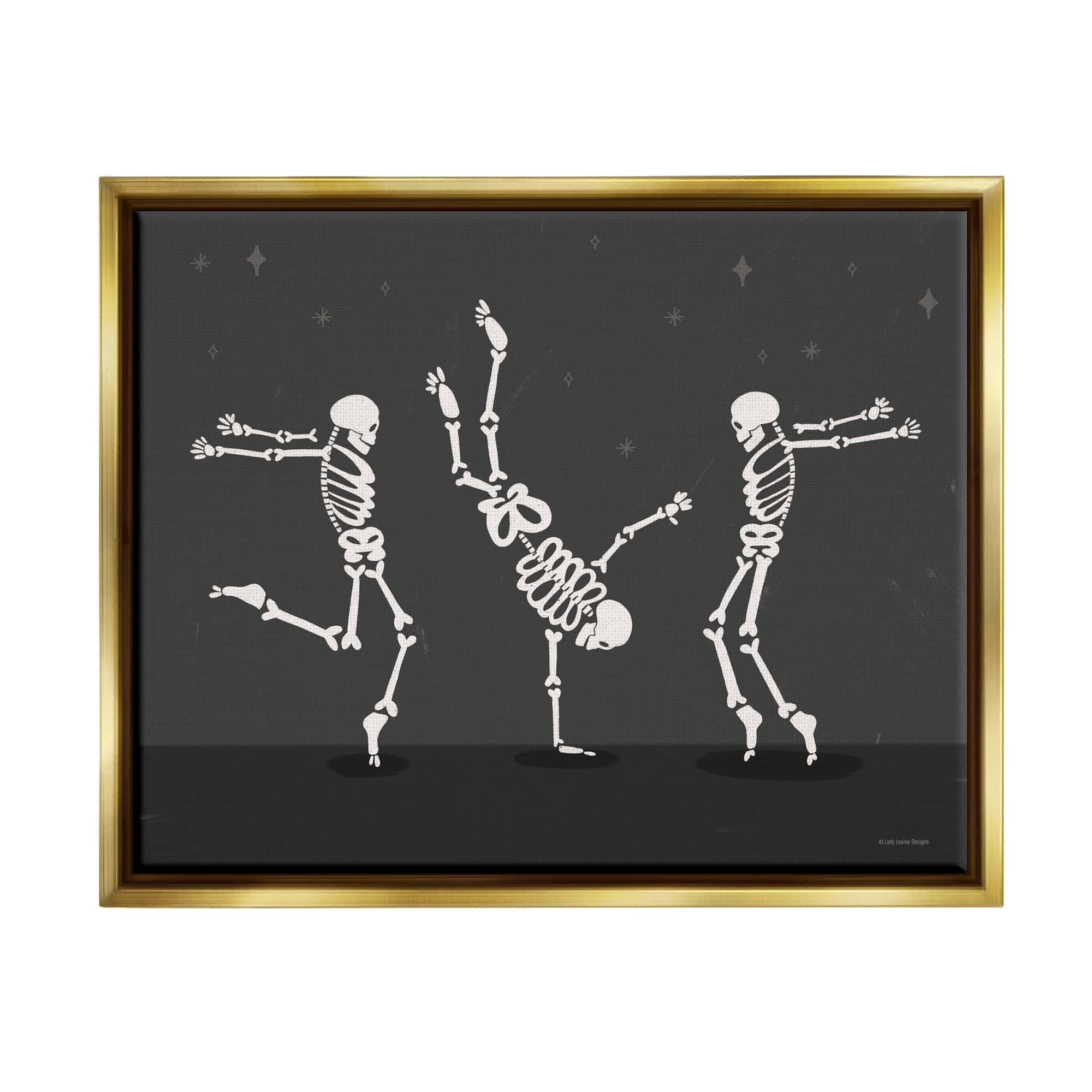 Stupell Industries Three Dancing Skeletons Framed Floater Canvas Wall Art