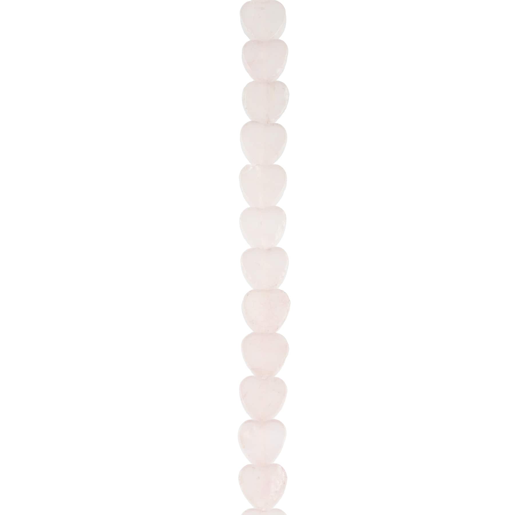 6 Pack: Pink Dyed Rose Quartz Heart Beads, 7.8mm by Bead Landing™